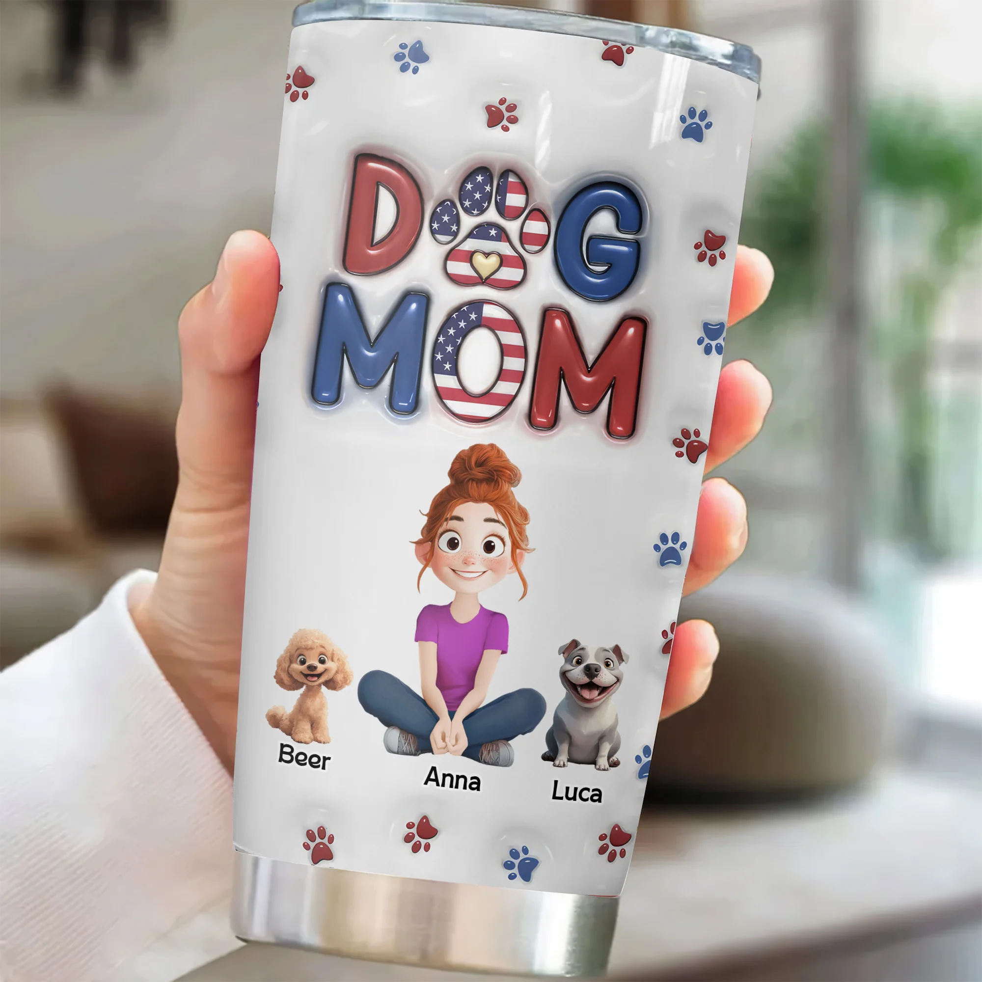 Lovely Dog Mom Independence Day 3D Inflated Effect Cartoon Dog - Personalized Tumbler Cup - Gift for Pet Owners, Pet Lovers, Dog Mom | CLP15 NH96 - Image 2