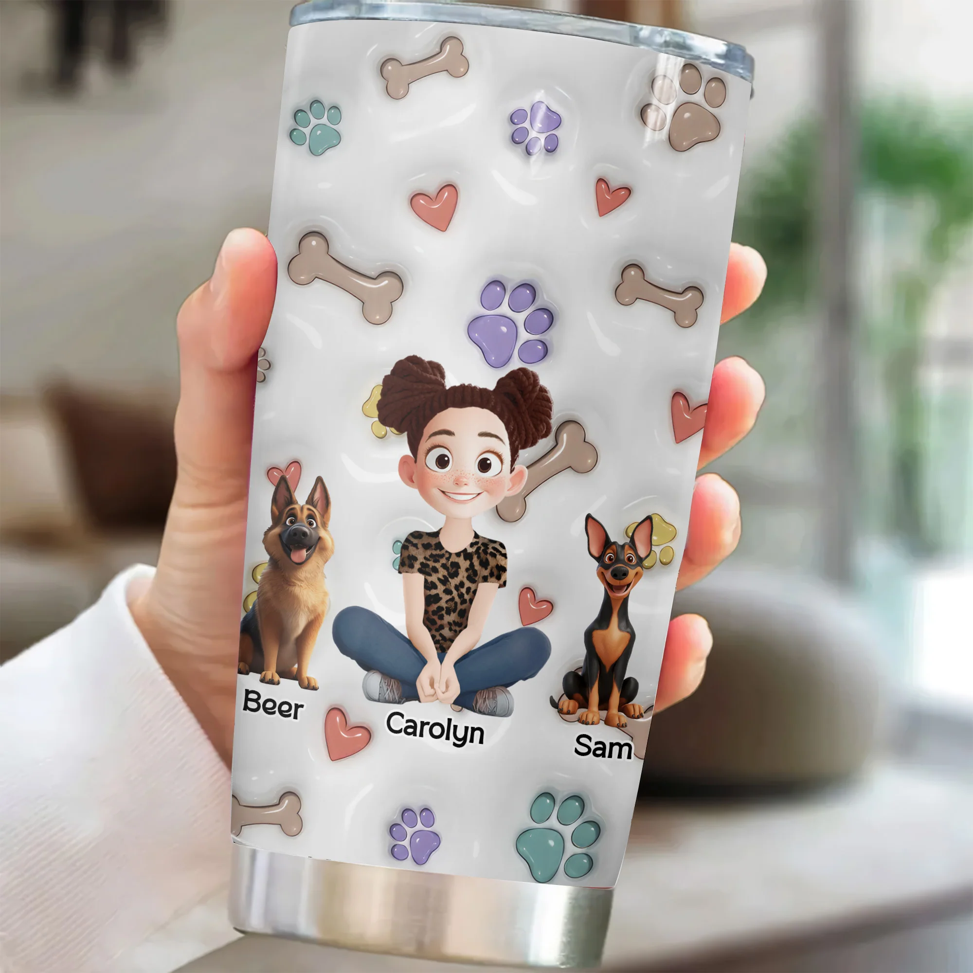 Lovely Dogs And Their Mom 3D Inflated Effect Cartoon Dog - Personalized Tumbler Cup - Gift for Pet Owners, Pet Lovers, Dog Mom | CLP16 NH96 - Image 3