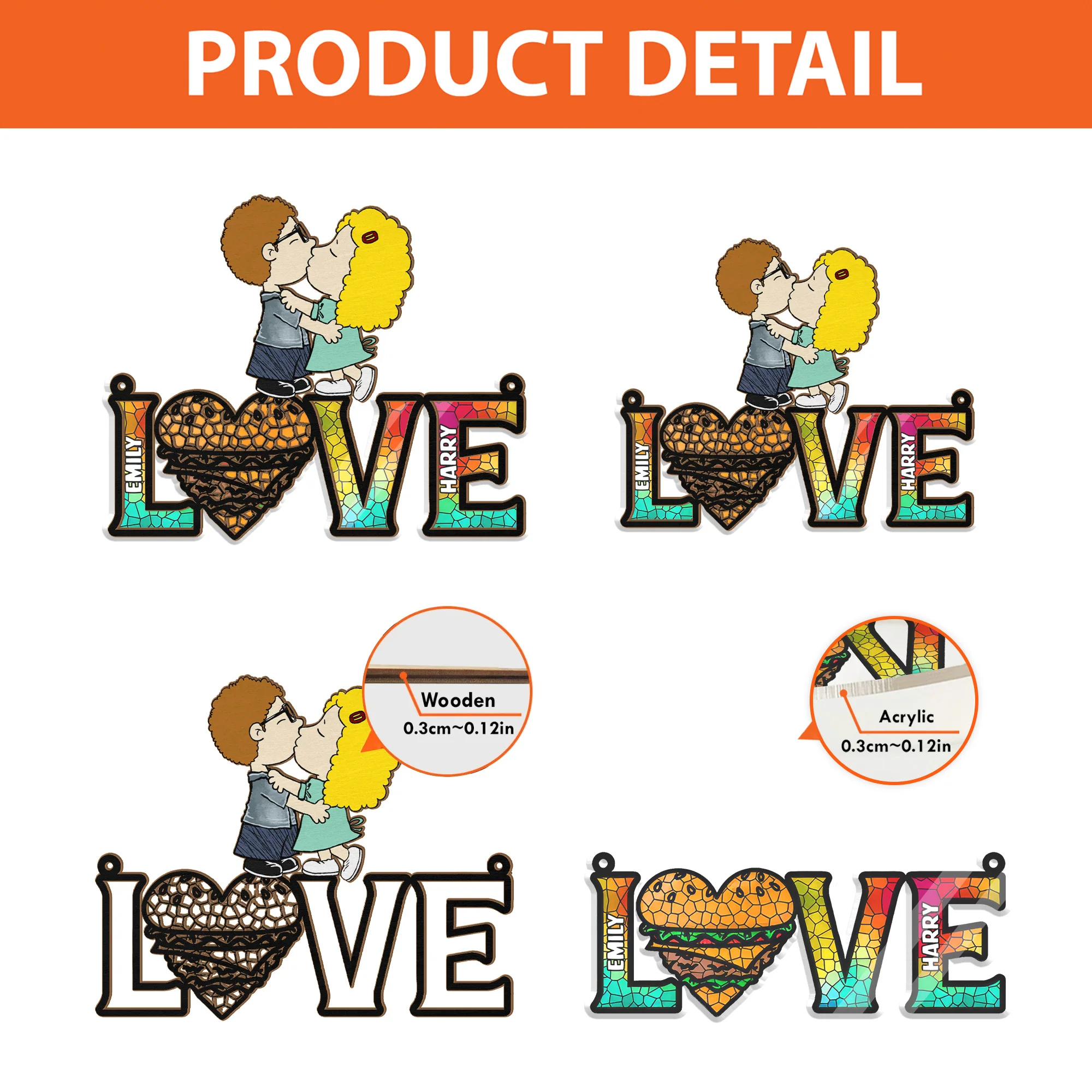 Lovely Peanut Couple - Personalized Window Hanging Suncatcher Ornament - Gift For Couple, Husband Wife | GR9 NH96 - Image 4