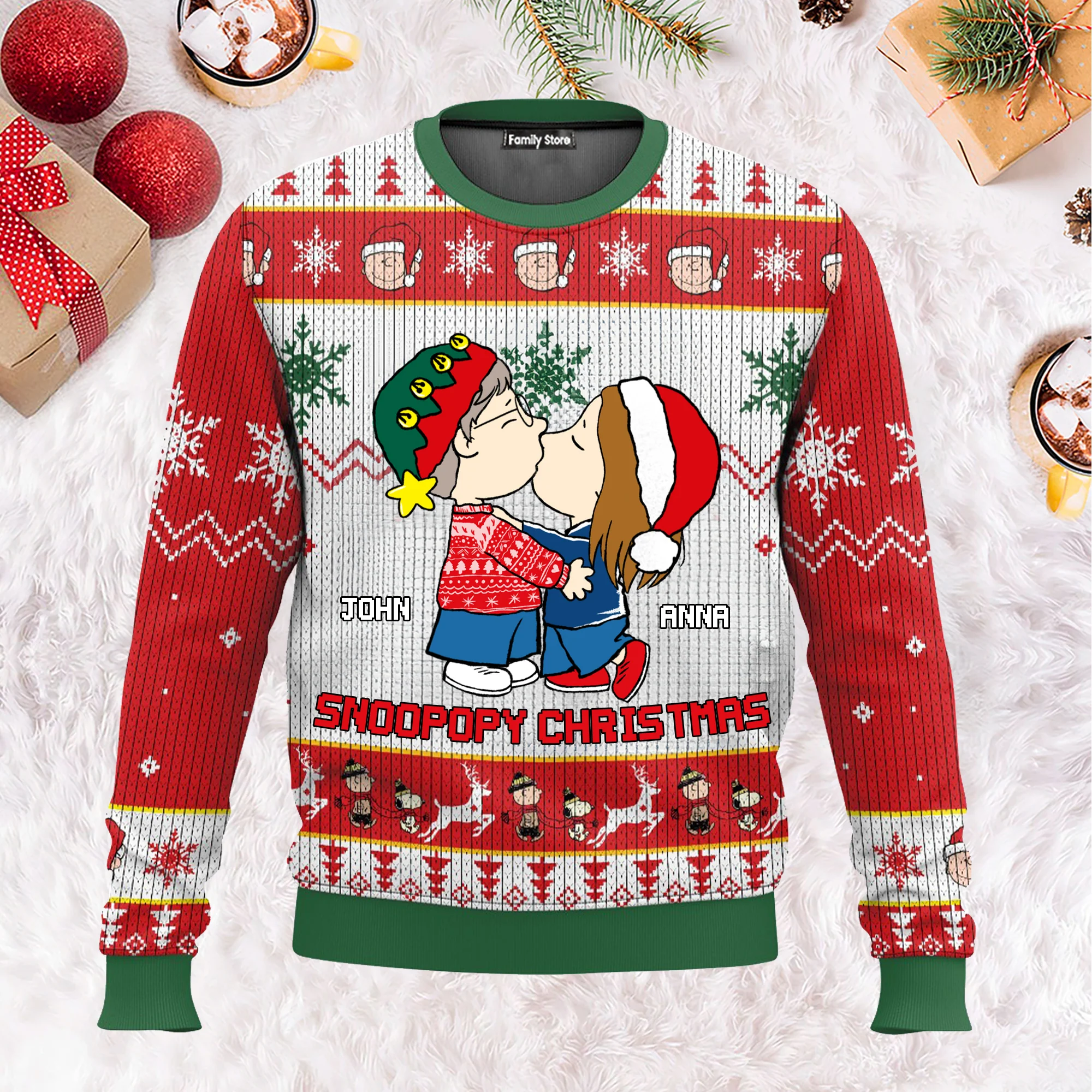 Lovely Snoopopy Christmas Peanut- Personalized Ugly Sweatshirt - Gift For Couple, Husband Wife, Anniversary CL45 NH96