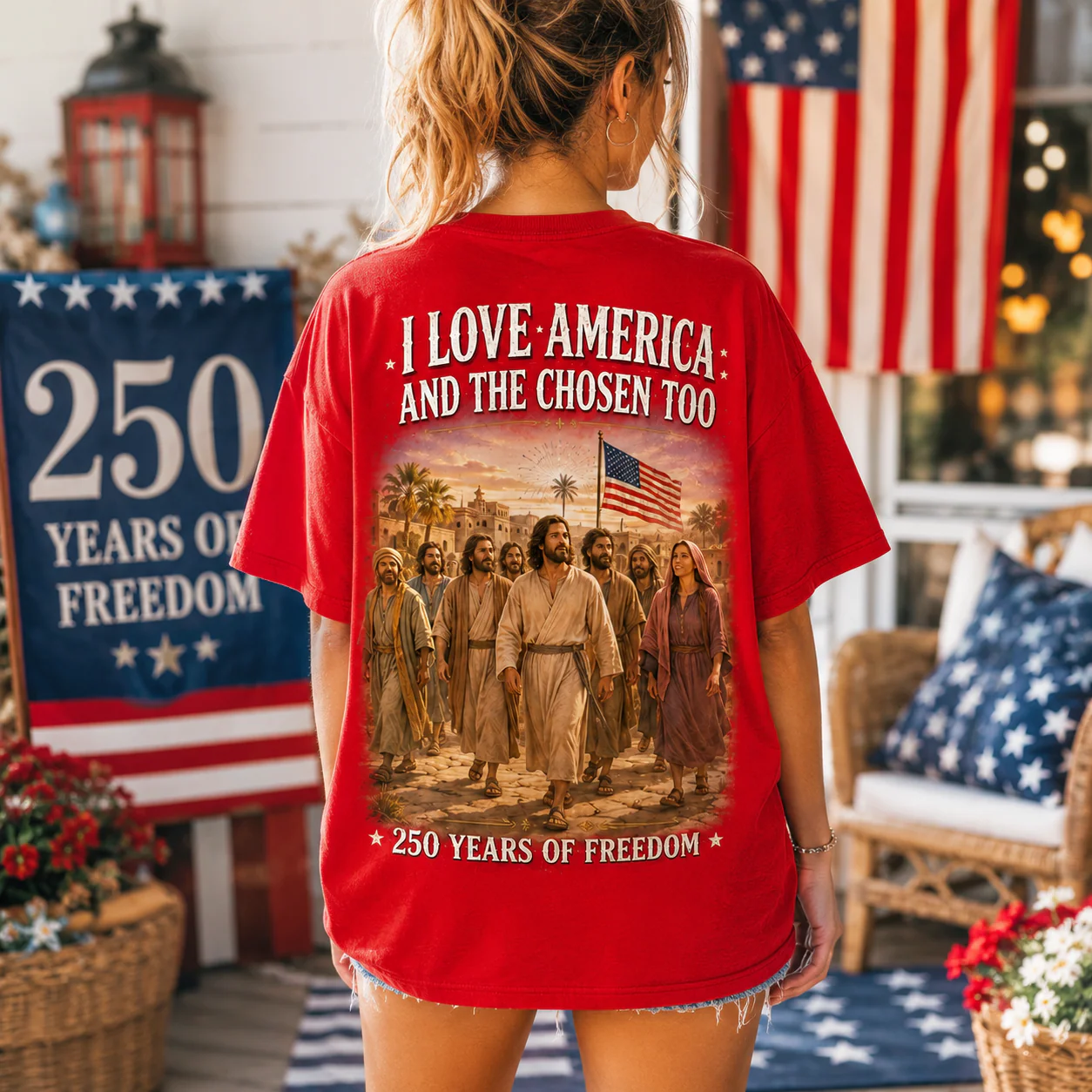 Loves Jesus And America Too Patriotic Christian - Personalized Shirt - Gift For Him, Patriots - Image 3
