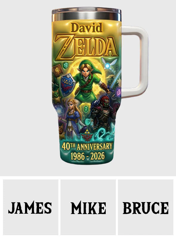 LoZd Celebrate 40th Anniversary - Personalized Tumbler With Handle - Anniversary Gift For Movie Fans - Image 4