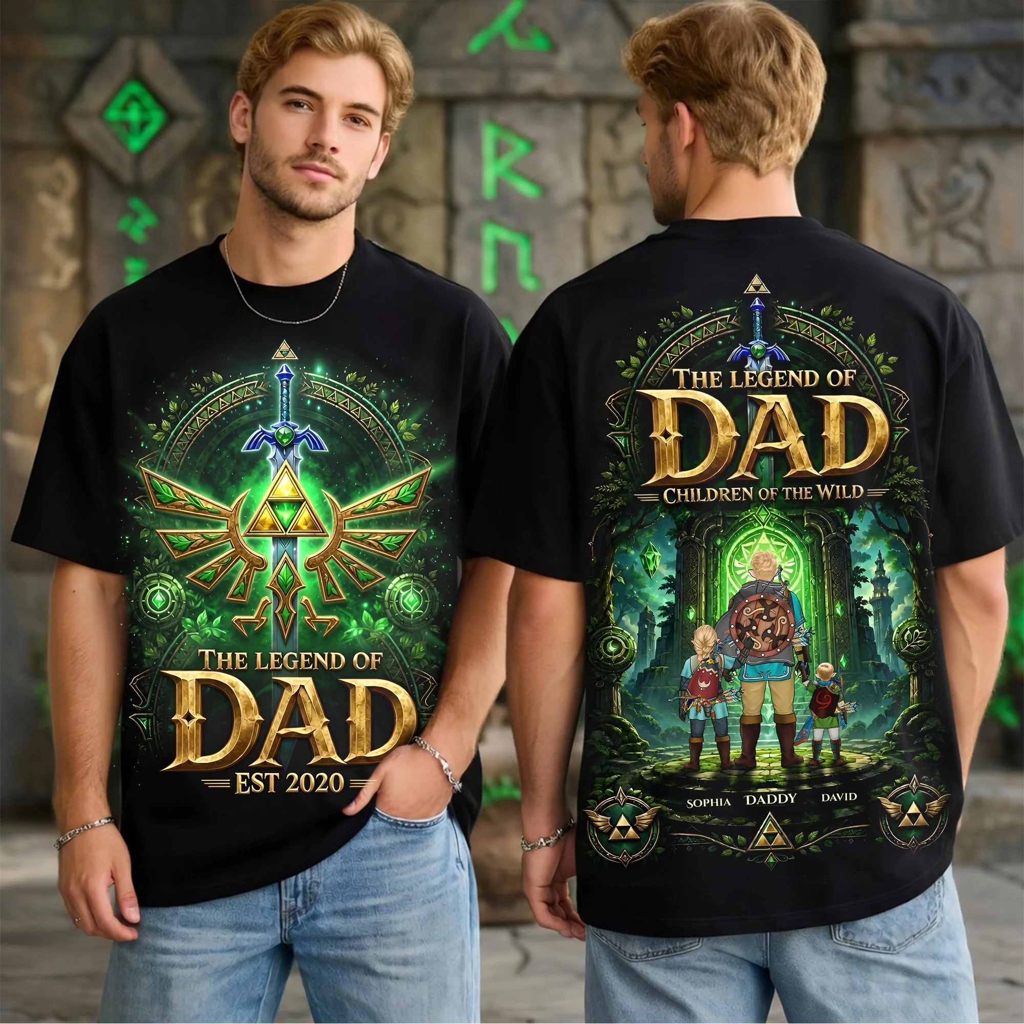 LoZd The Legend of Dad Adventure Children of the Wild - Personalized Tshirt - Gift For Dad