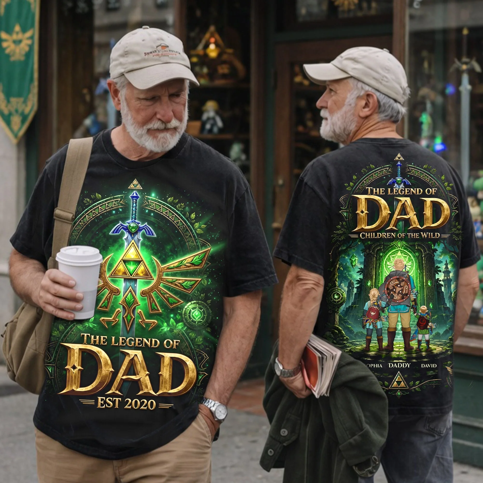 LoZd The Legend of Dad Adventure Children of the Wild - Personalized Tshirt - Gift For Dad - Image 2