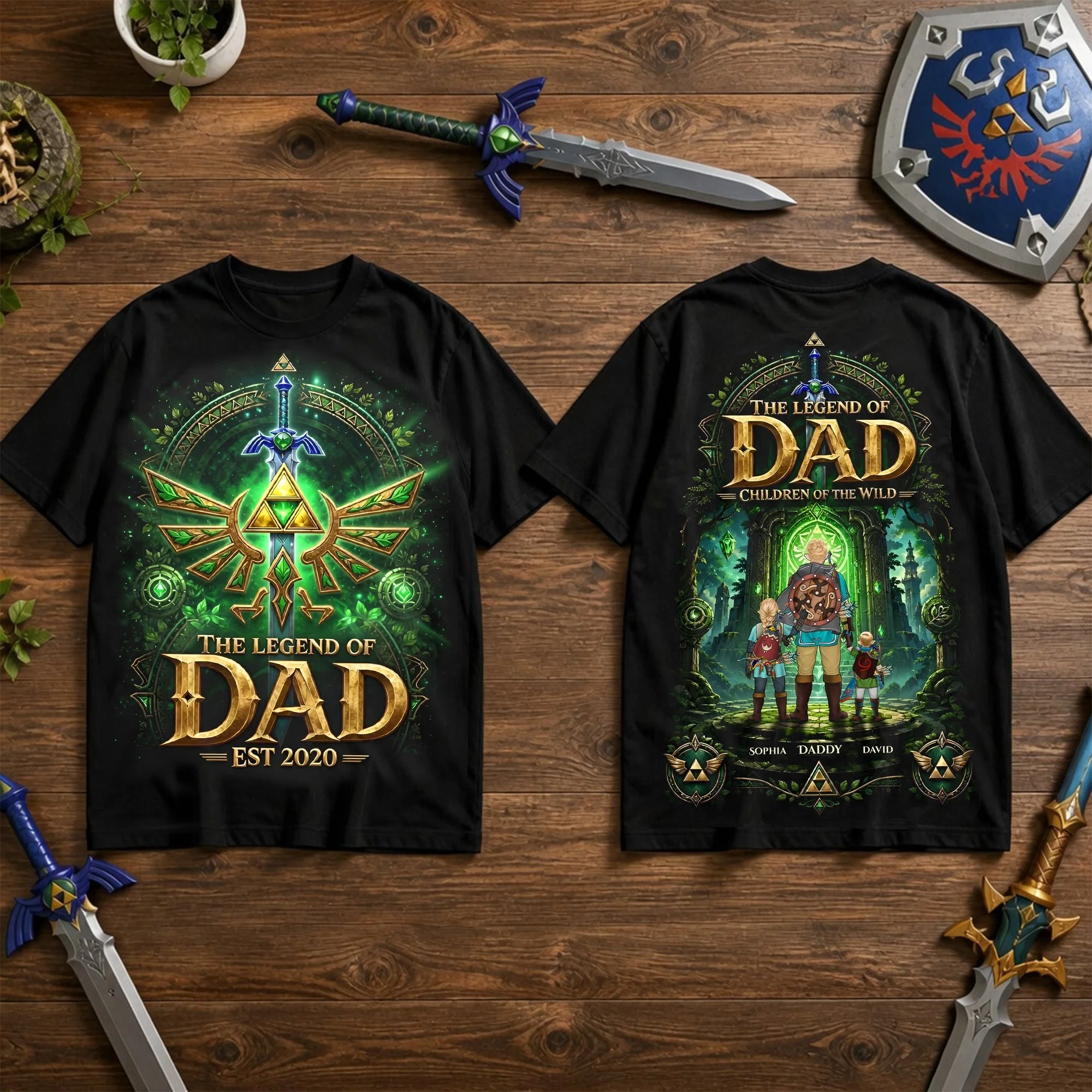LoZd The Legend of Dad Adventure Children of the Wild - Personalized Tshirt - Gift For Dad - Image 4