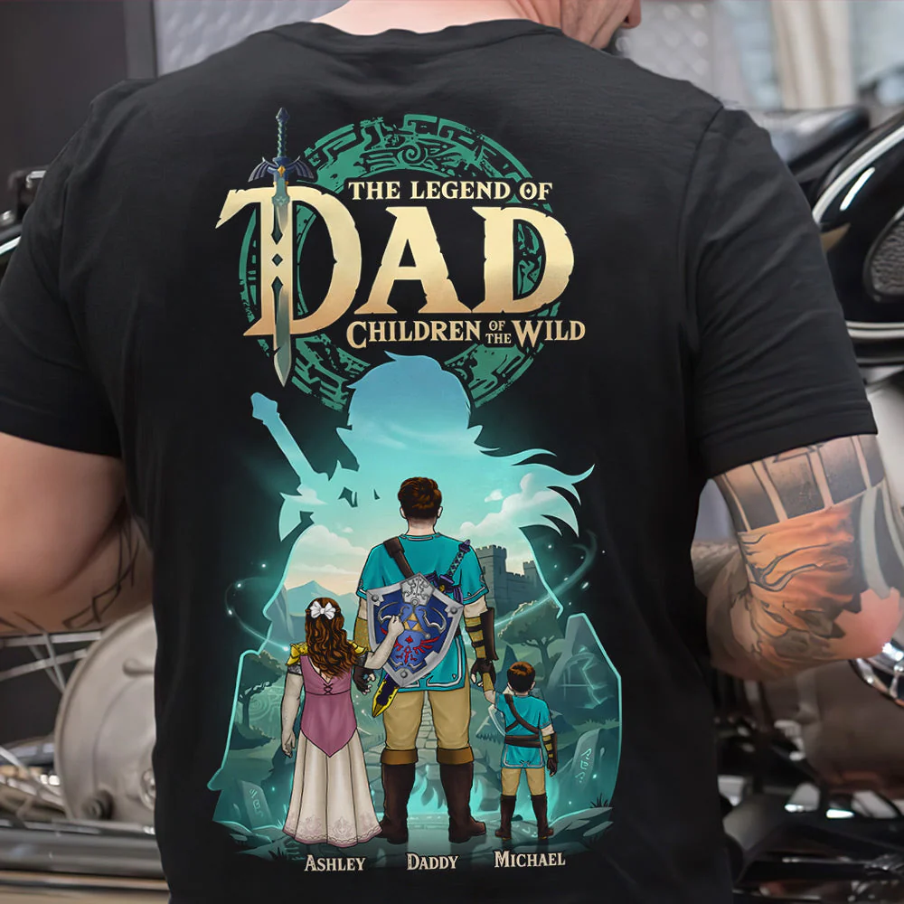 LoZd The Legend of Fantasy Dad Power Wisdom Courage - Personalized TShirt - Gift For Dad
