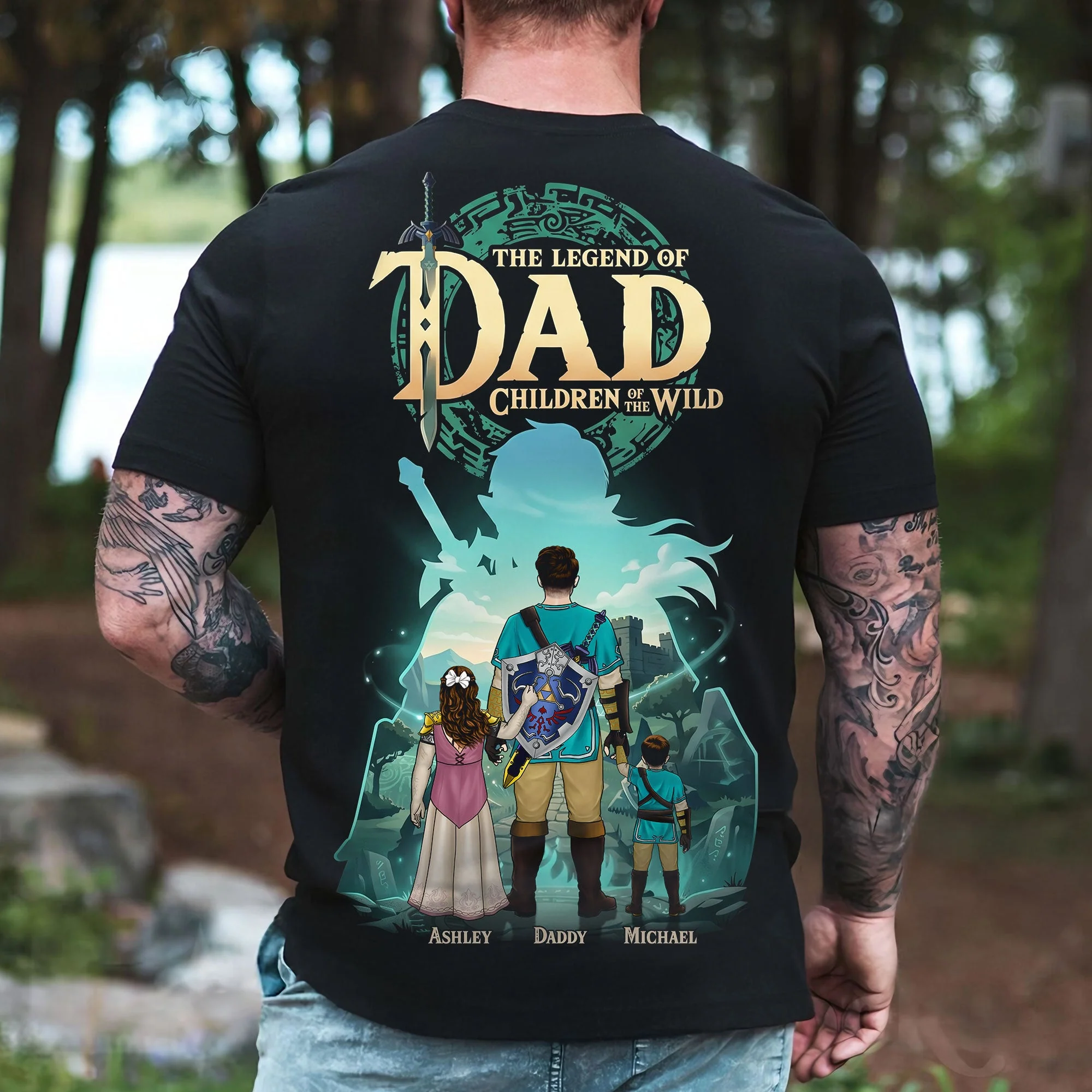LoZd The Legend of Fantasy Dad Power Wisdom Courage - Personalized TShirt - Gift For Dad - Image 3
