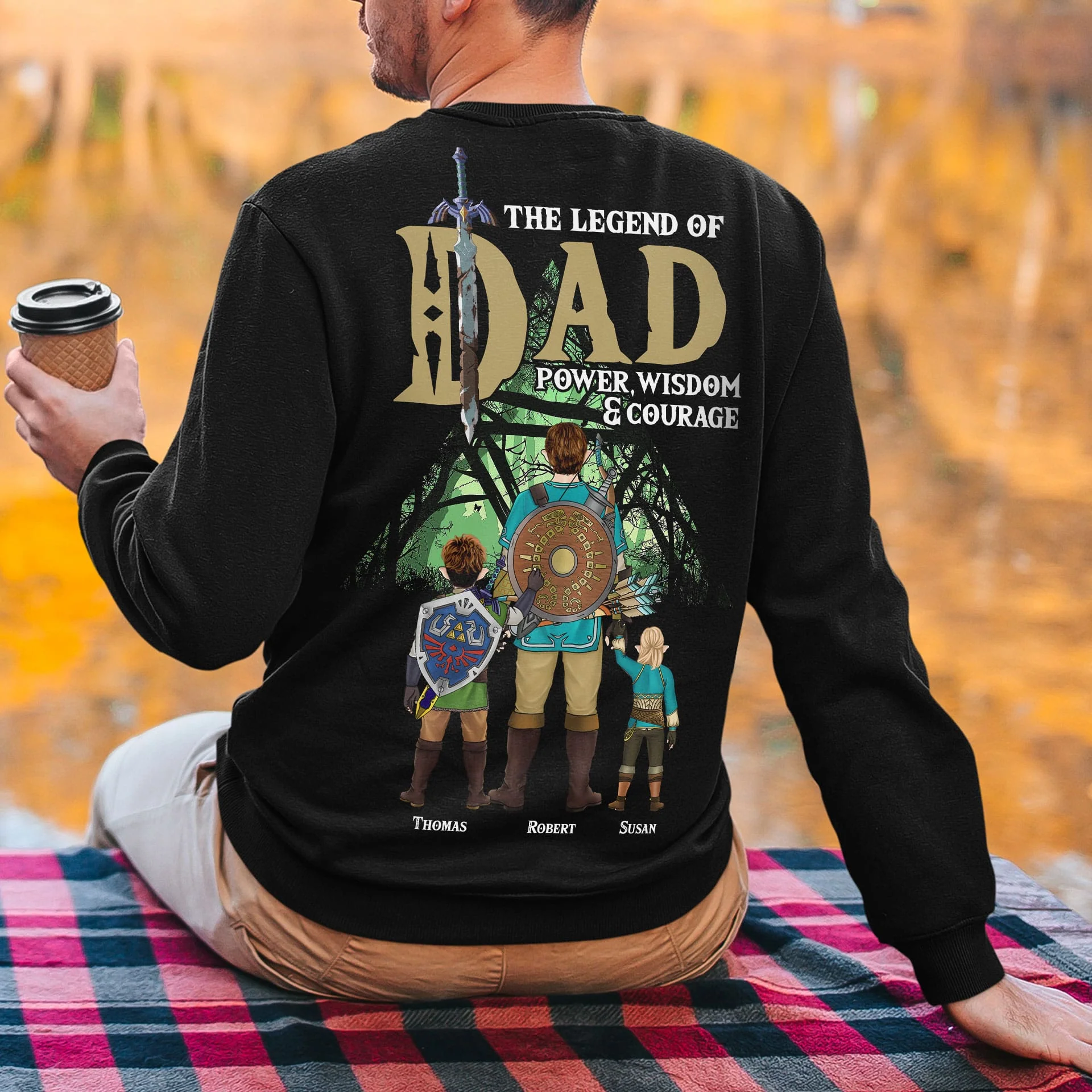 LoZd The Legend of Fantasy Dad Power Wisdom Courage - Personalized TShirt - Gift For Dad - Image 4