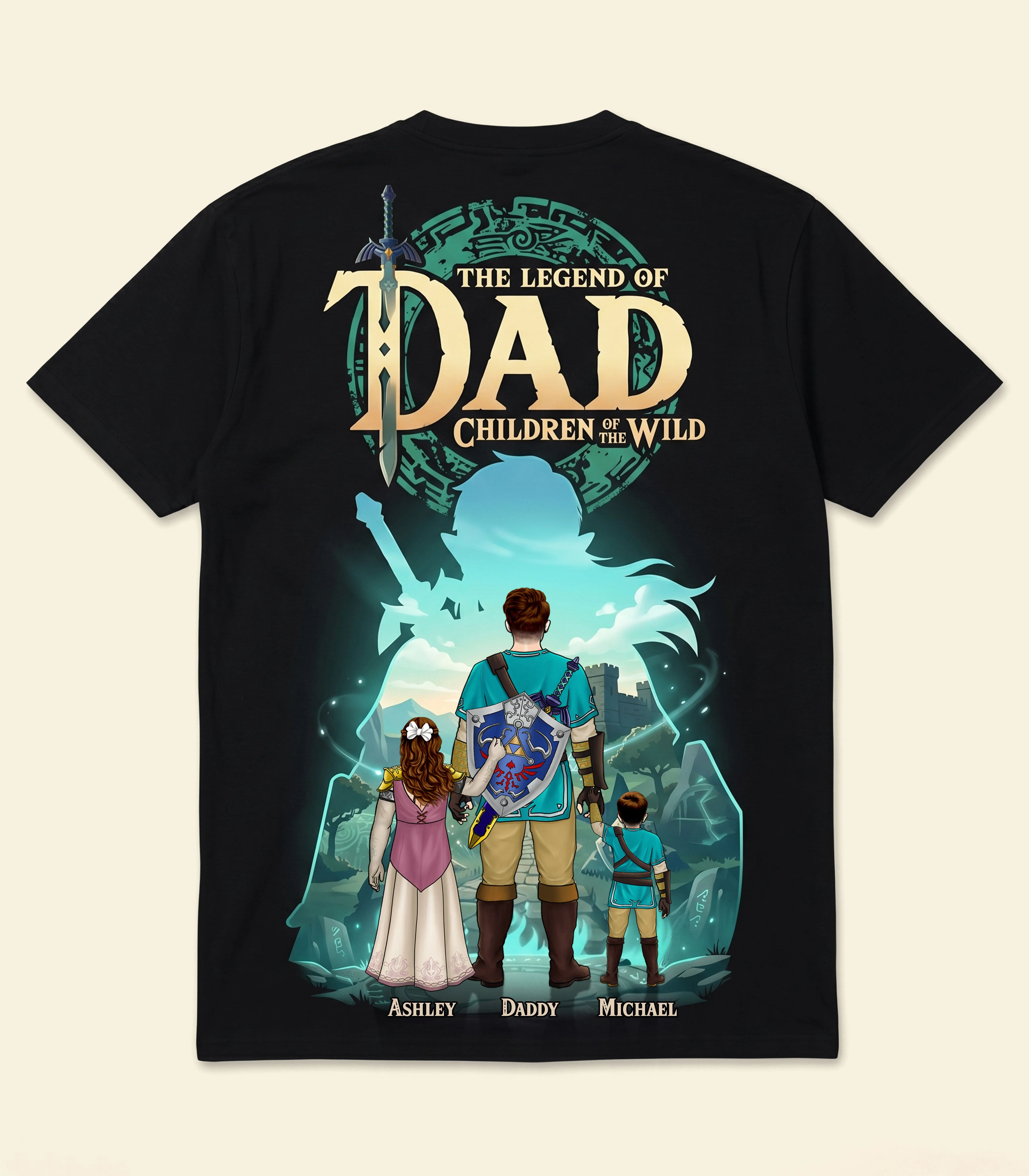 LoZd The Legend of Fantasy Dad Power Wisdom Courage - Personalized TShirt - Gift For Dad - Image 5