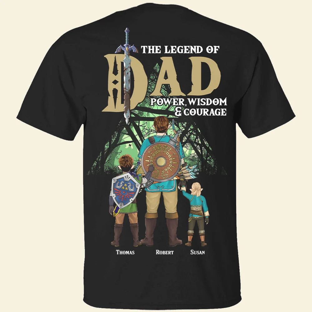 LoZd The Legend of Fantasy Dad Power Wisdom Courage - Personalized TShirt - Gift For Dad - Image 6