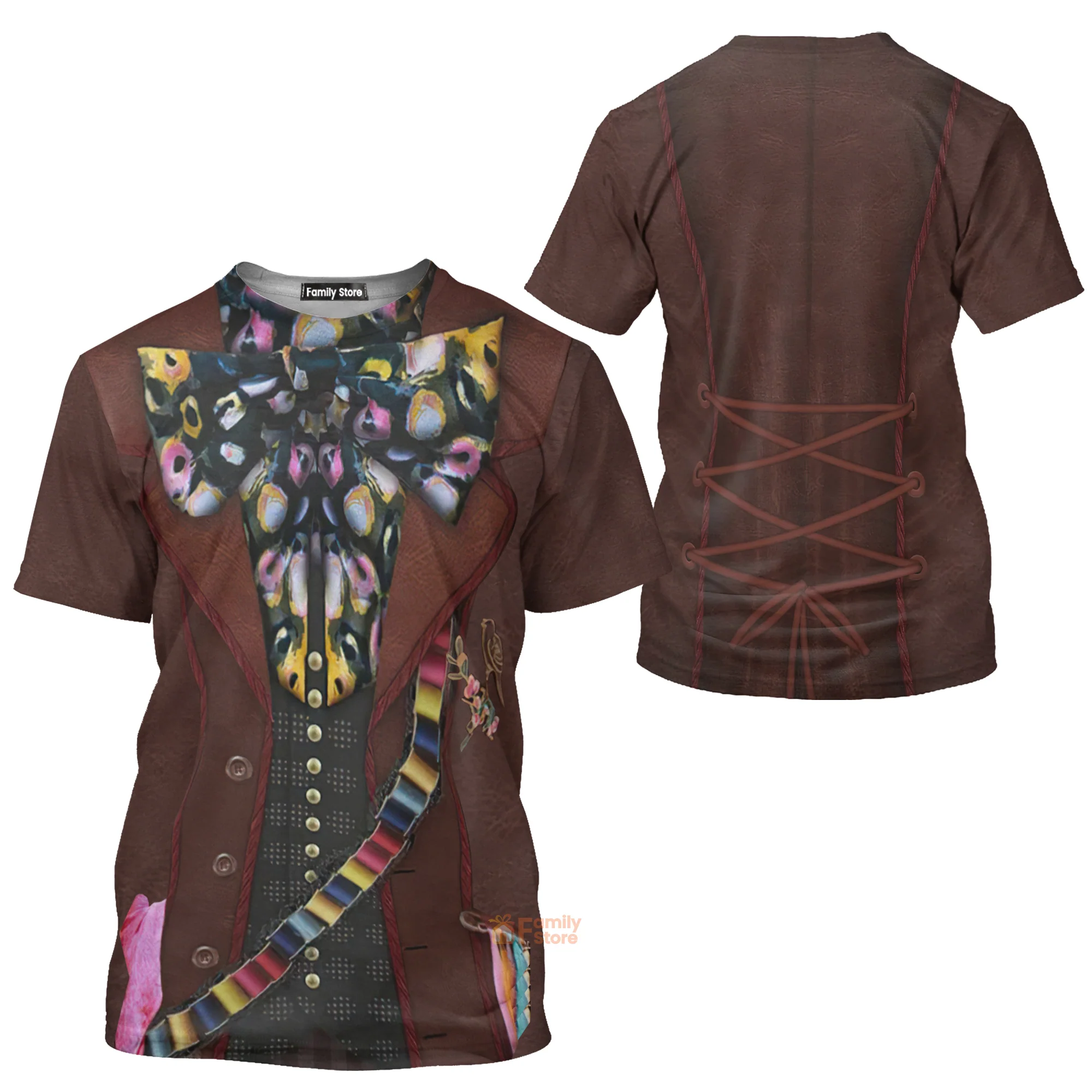 Mad Hatter Alice In Wonderland Costume T-Shirt For Men - Image 3