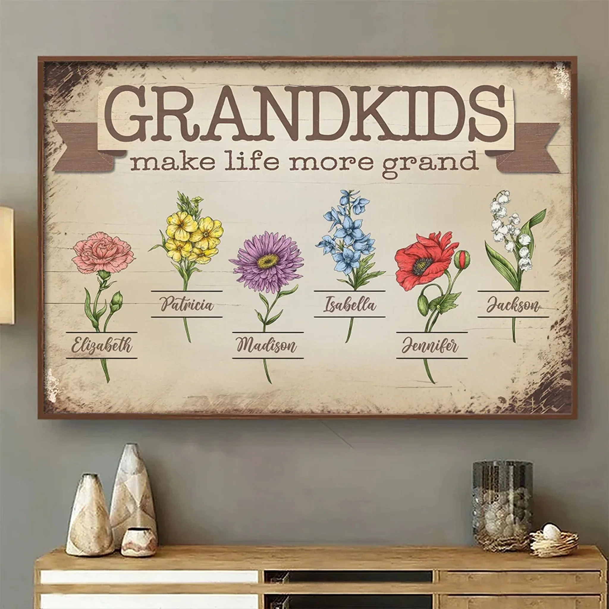 Made Grand By My Grandkids - Personalized Poster Canvas - Gift For Mom, Grandma, Mothers Day | NA94 - Image 3