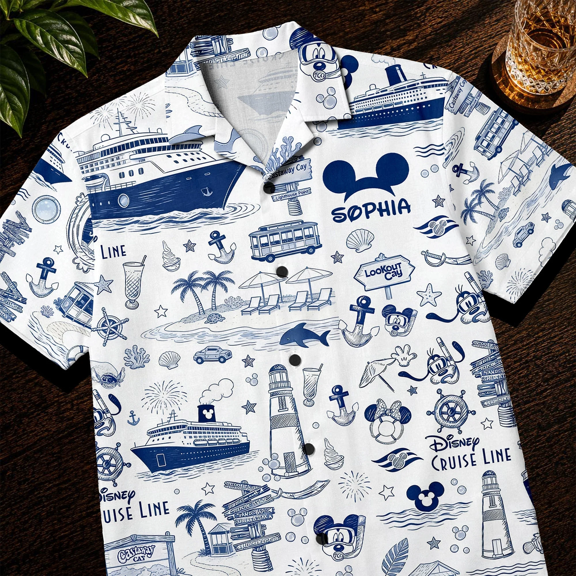 Magic Cruise Adventure Toile De Jouy - Personalized Hawaiian Shirt - Gift For Family - Image 3