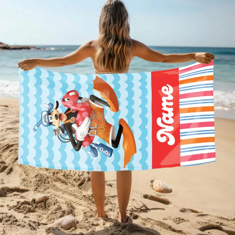 Magic Mouse And Friends - Summer Vibe - Personalized Beach Towel - Gift For Fan Movies - Image 5