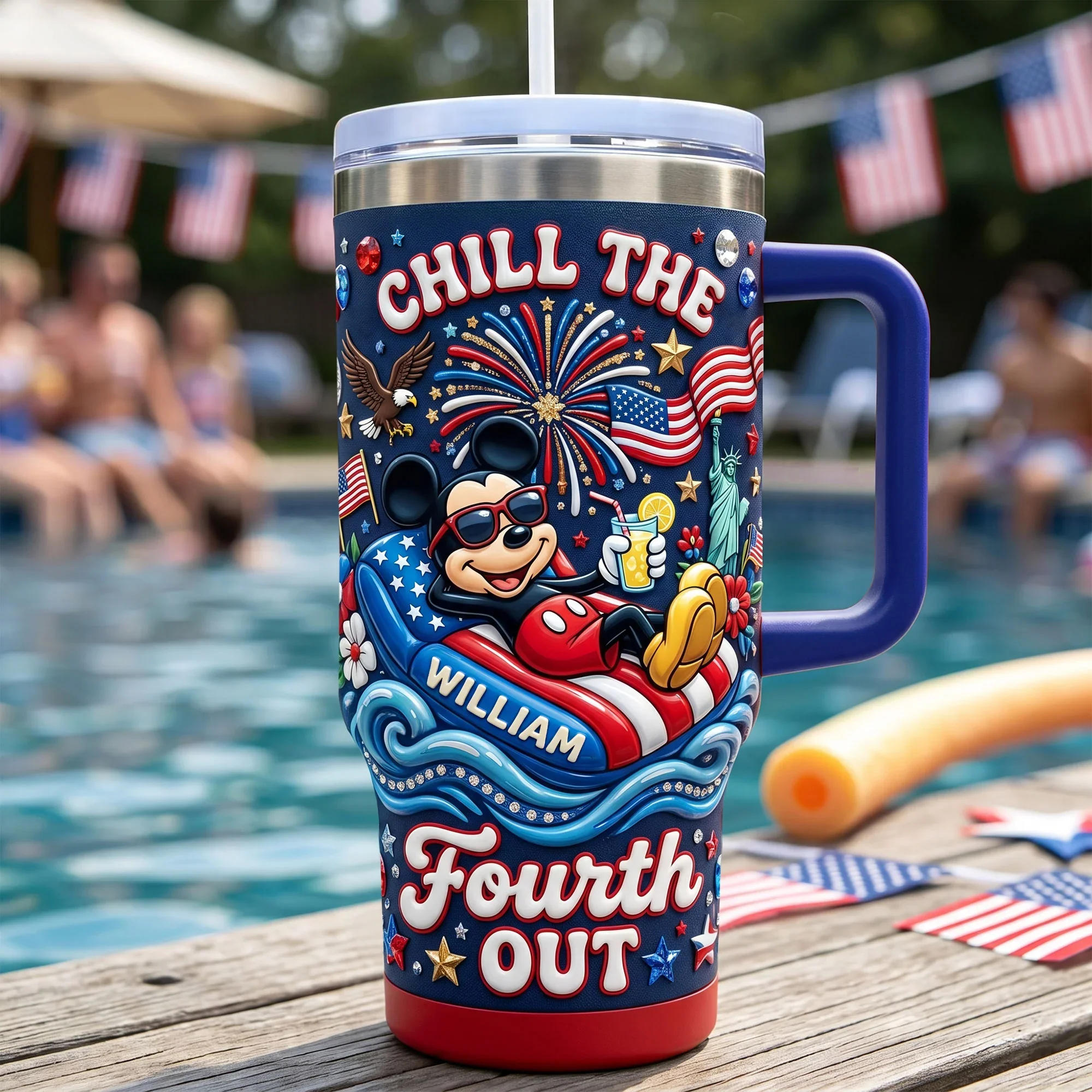 Magic Mouse Chill The 4th Of July - Personalized Tumbler With Handle - Gift For Movie Fans - MkMo - Image 2