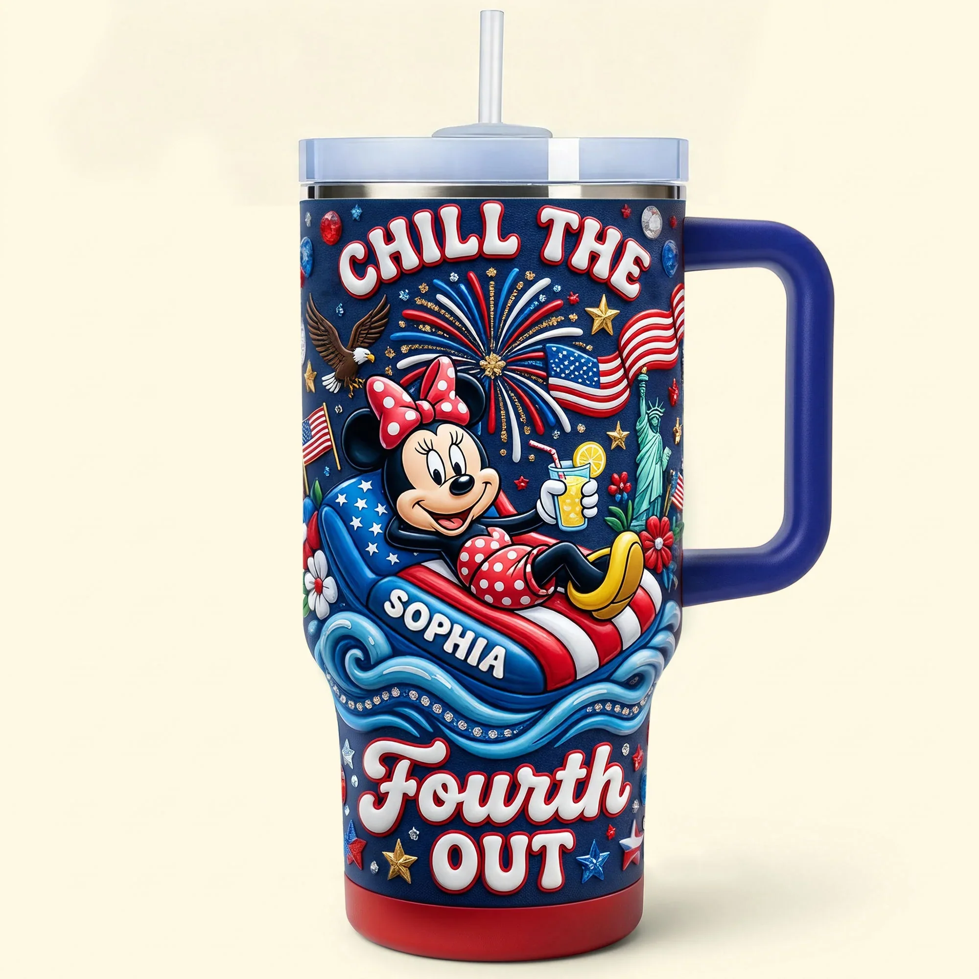 Magic Mouse Chill The 4th Of July - Personalized Tumbler With Handle - Gift For Movie Fans - MkMo - Image 3