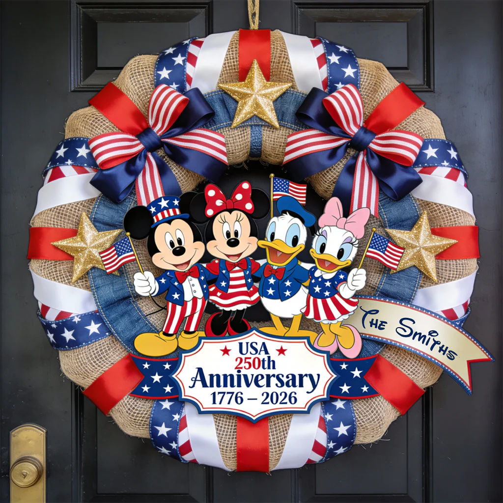 Magic Mouse & Friends Celebrate 250th Anniversary - Personalized Custom Shaped Wood Sign - Gift For Patriots