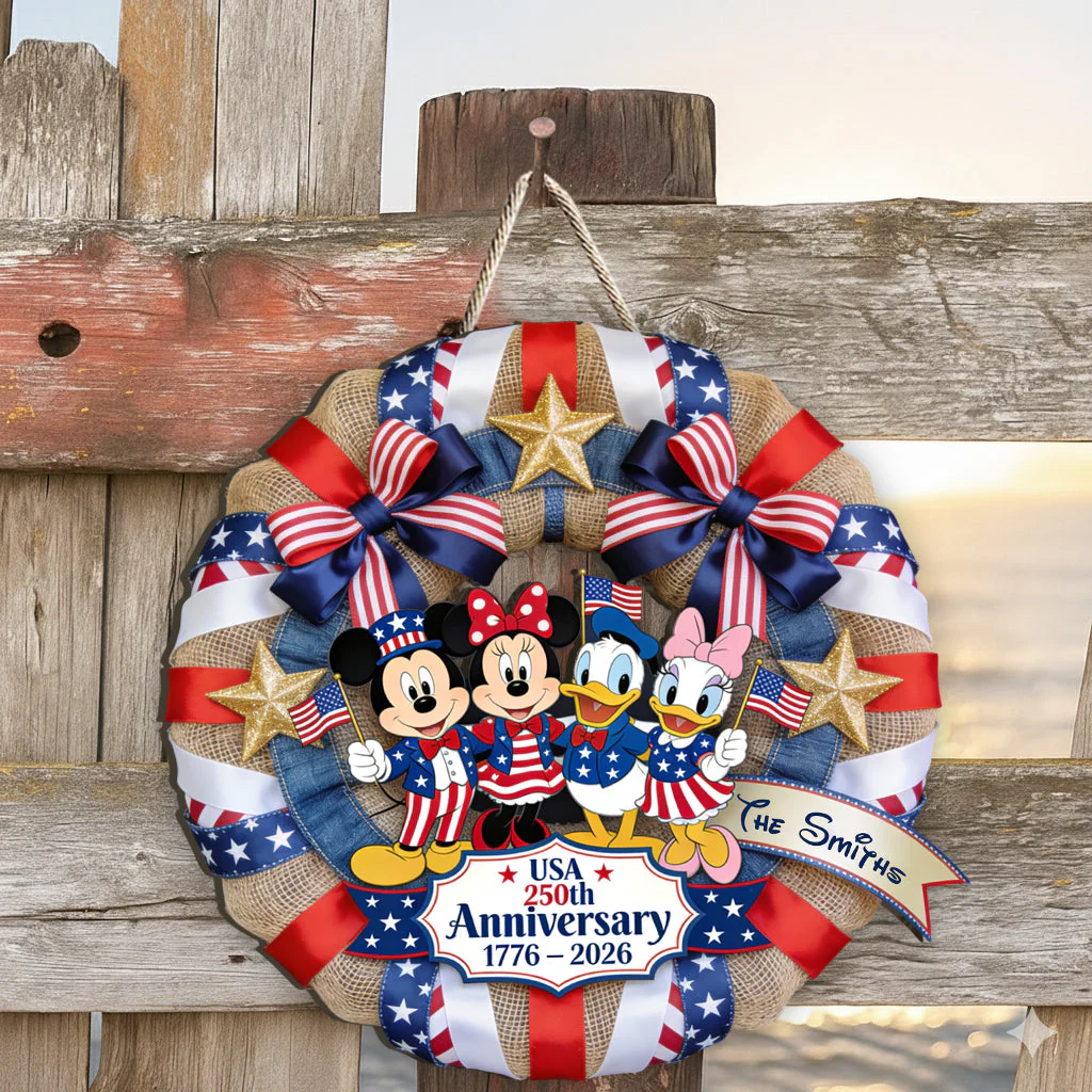 Magic Mouse & Friends Celebrate 250th Anniversary - Personalized Custom Shaped Wood Sign - Gift For Patriots - Image 2