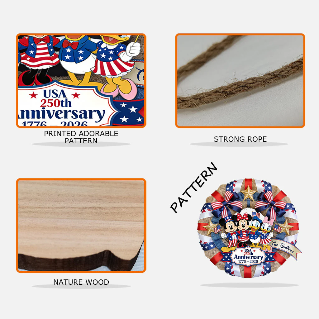 Magic Mouse & Friends Celebrate 250th Anniversary - Personalized Custom Shaped Wood Sign - Gift For Patriots - Image 4