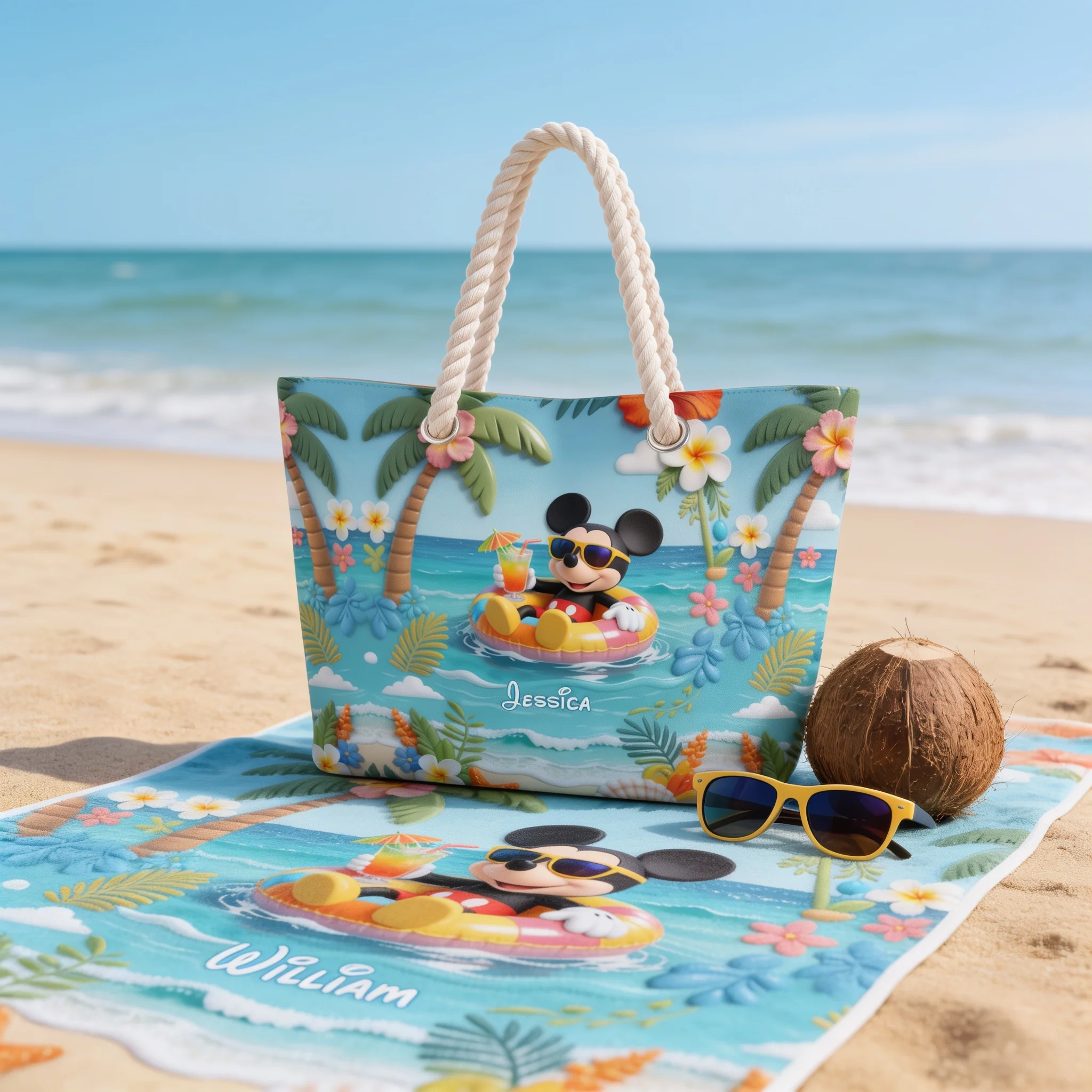 Magic Mouse Summer Vibes - Personalized Beach Bag - Gift For Travelers, Movies Fan - MkMo NL122 - Image 3