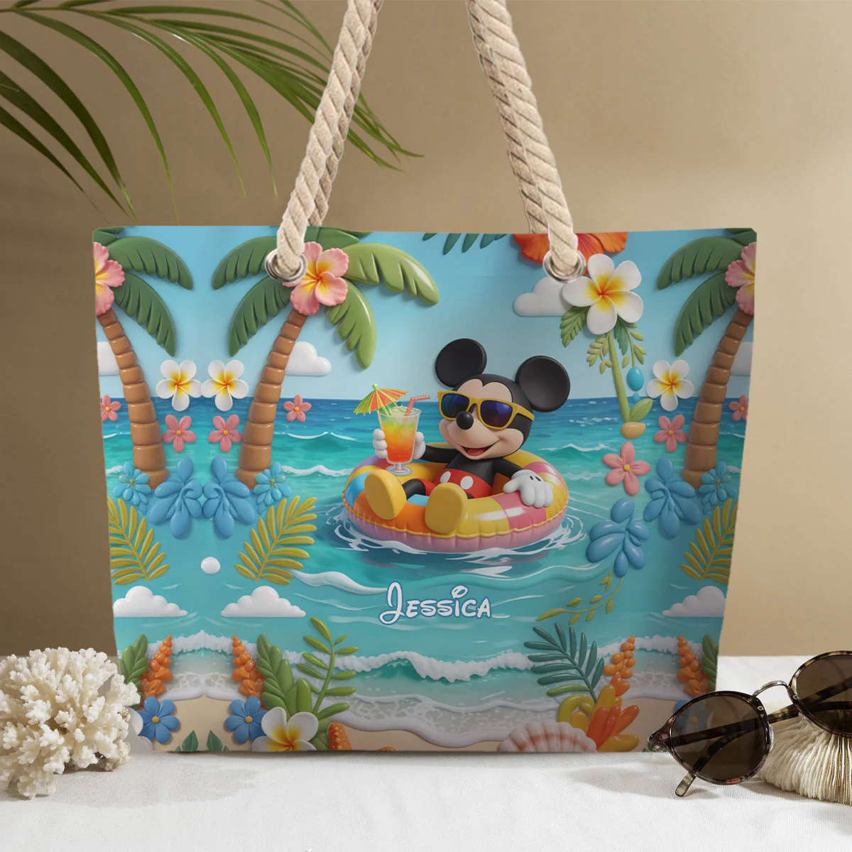 Magic Mouse Summer Vibes - Personalized Beach Bag - Gift For Travelers, Movies Fan - MkMo NL122 - Image 4
