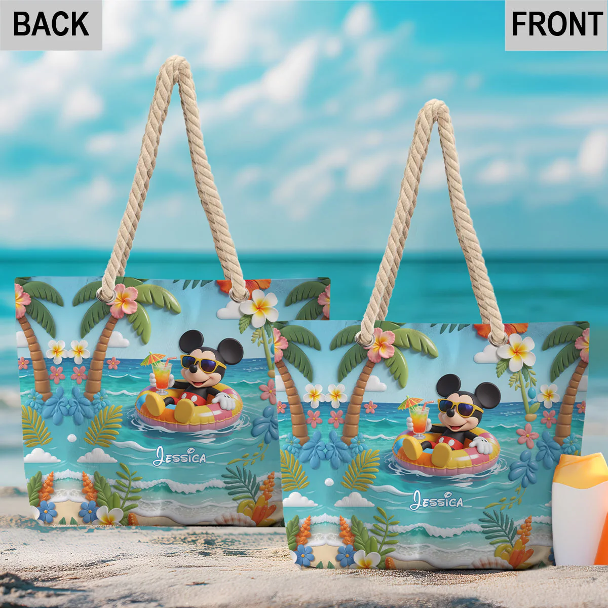 Magic Mouse Summer Vibes - Personalized Beach Bag - Gift For Travelers, Movies Fan - MkMo NL122 - Image 5