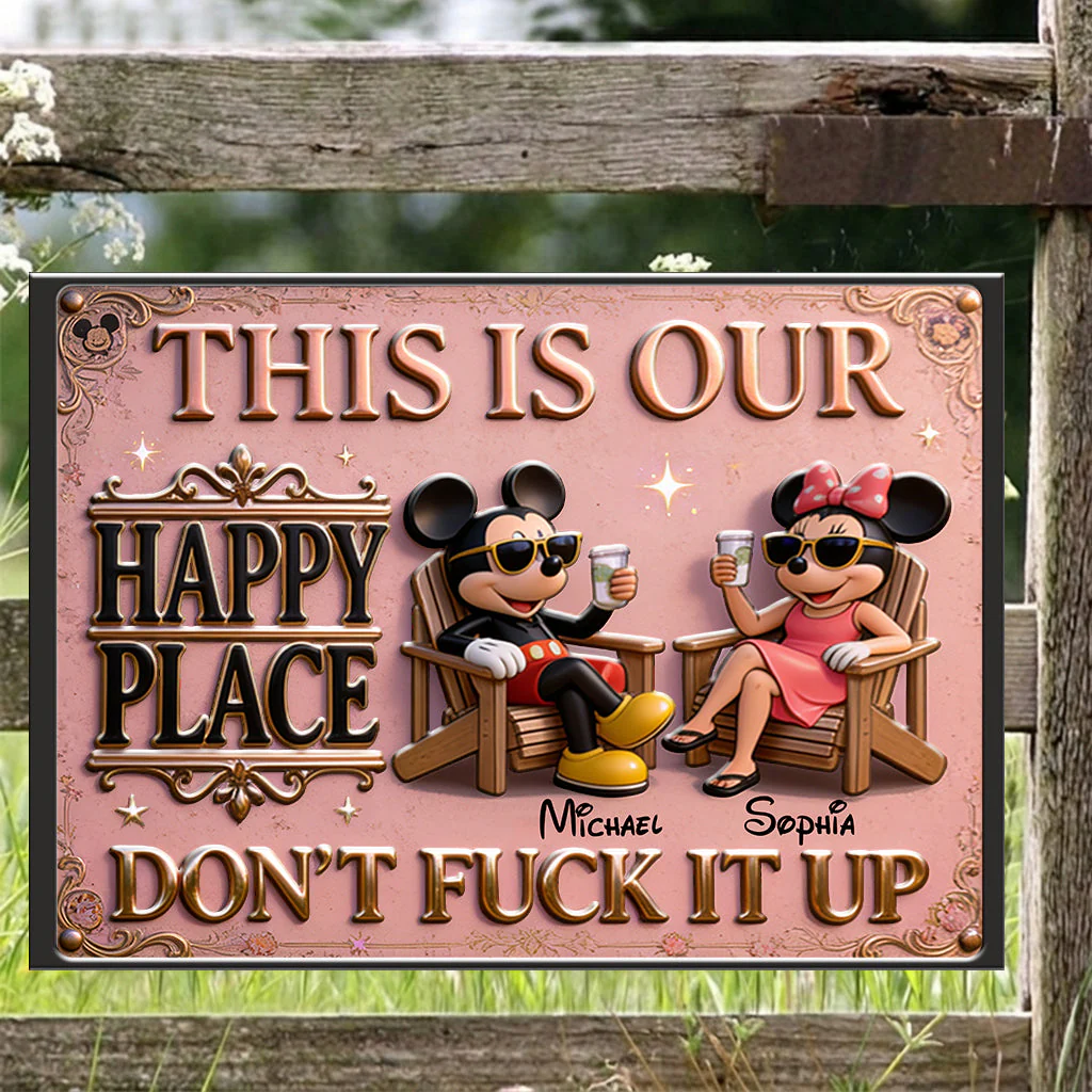 Magic Mouse This Is Our Happy Place - Personalized Metal Sign - Gift For Couples - MkMo - Image 5