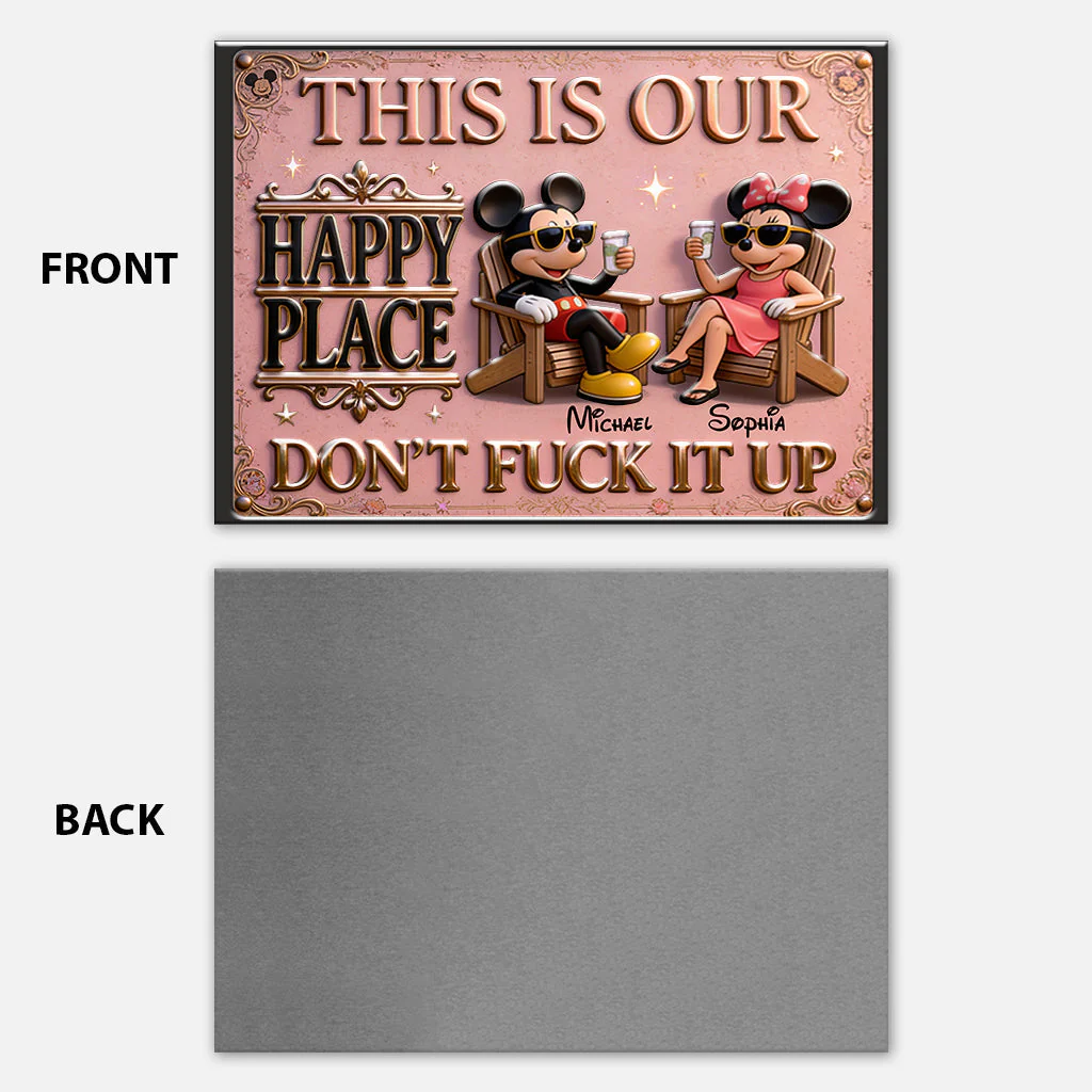 Magic Mouse This Is Our Happy Place - Personalized Metal Sign - Gift For Couples - MkMo - Image 6