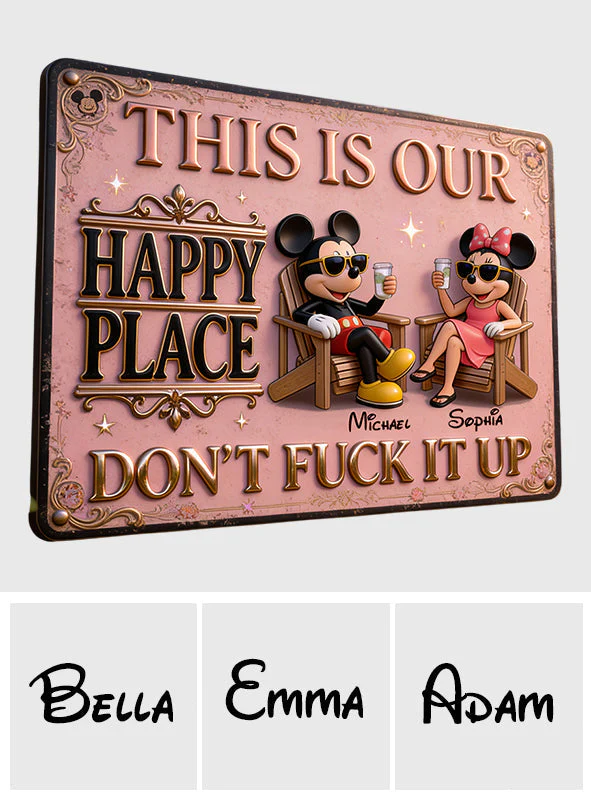 Magic Mouse This Is Our Happy Place - Personalized Metal Sign - Gift For Couples - MkMo - Image 7
