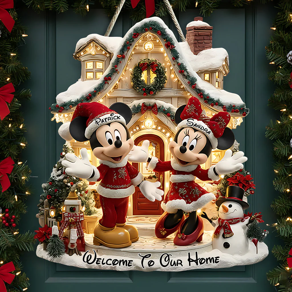 Magic Mouse Welcome To Our Home - Personalized Custom Shaped Wood Sign - Christmas Gifts For Family, Couple NL122