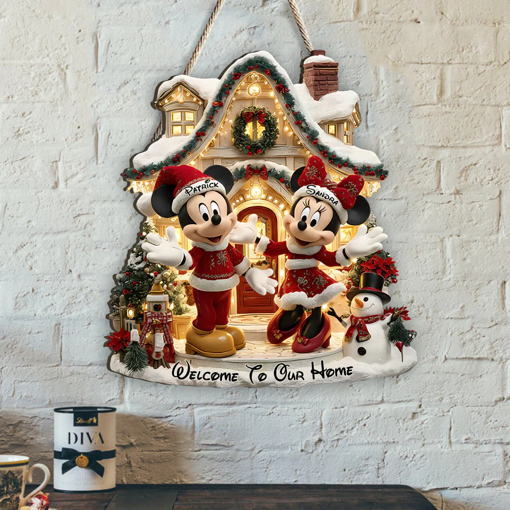 Magic Mouse Welcome To Our Home - Personalized Custom Shaped Wood Sign - Christmas Gifts For Family, Couple NL122 - Image 2