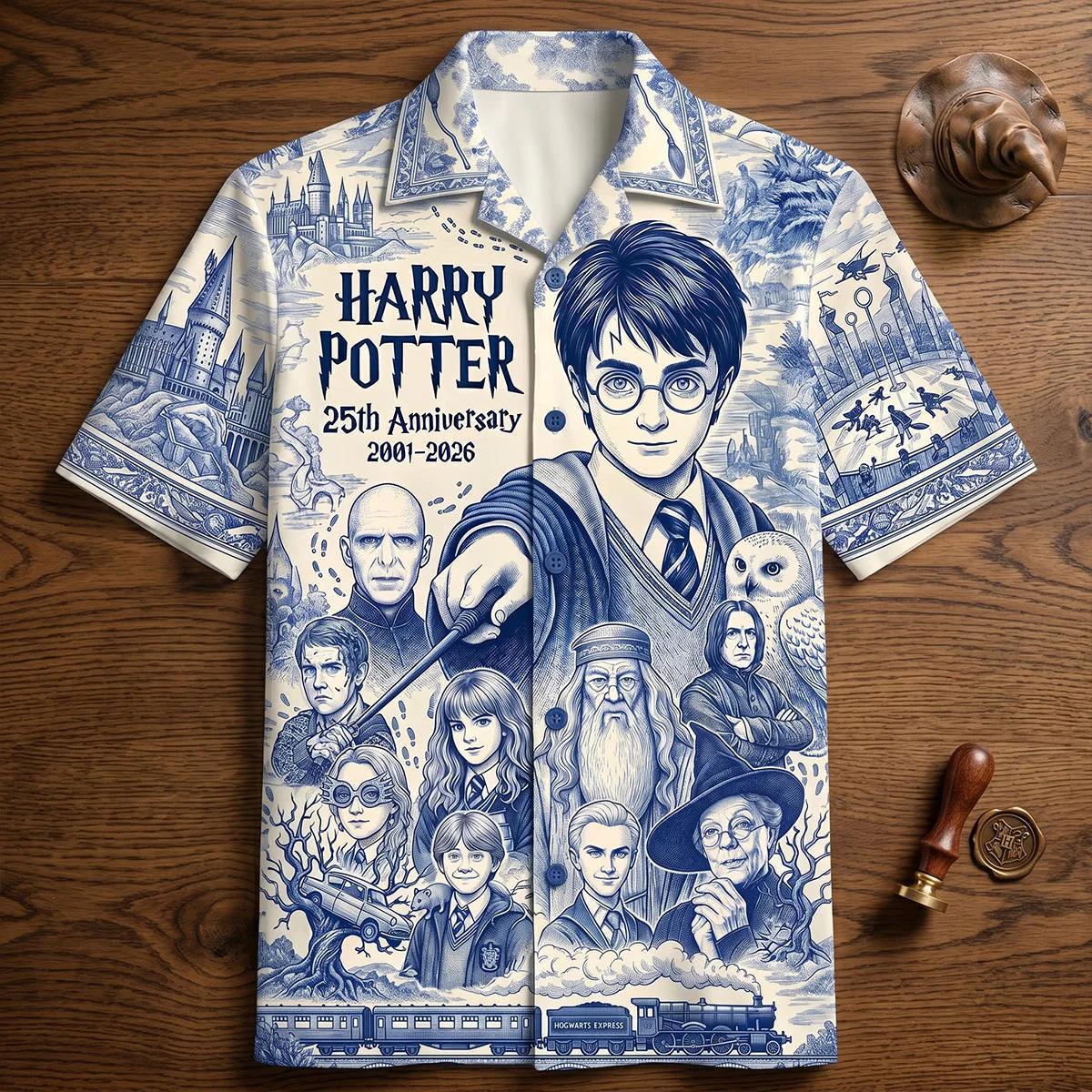 Magic School Blue Wizard Adventure Anniversary Toile - Hawaiian Shirt - HaPo