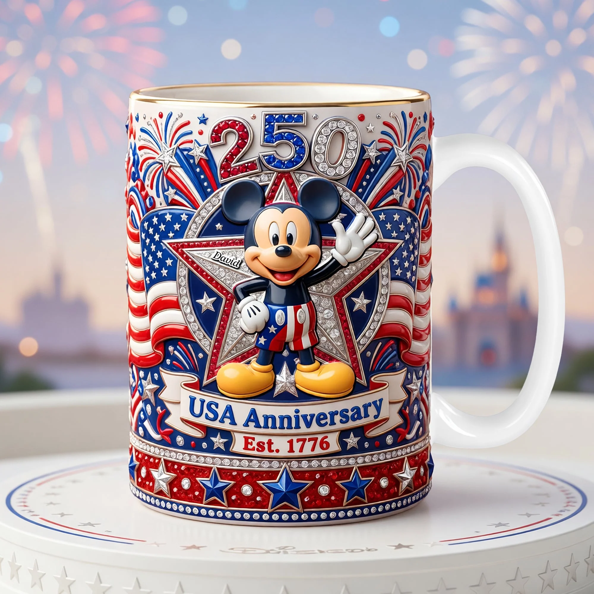 Magical Mouse Celebrate 250th Anniversary USA - Personalized Edge To Edge Mug - Gift For Patriots, Movies Fan - MkMo - Image 4