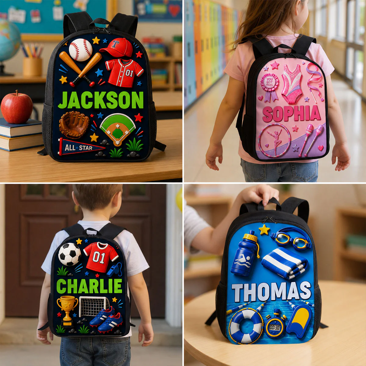 Magical Sports Soccer Baseball - Personalized Backpack, Lunch Bag, Pencil Case & Water Bottle - Back to School Gift - Image 9