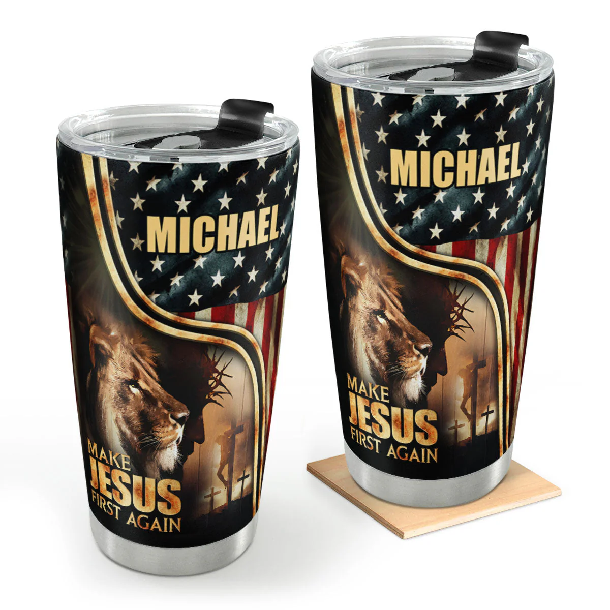 Make Jesus First Again - Personalized Stainless Steel Tumbler - Gift For Him HN02