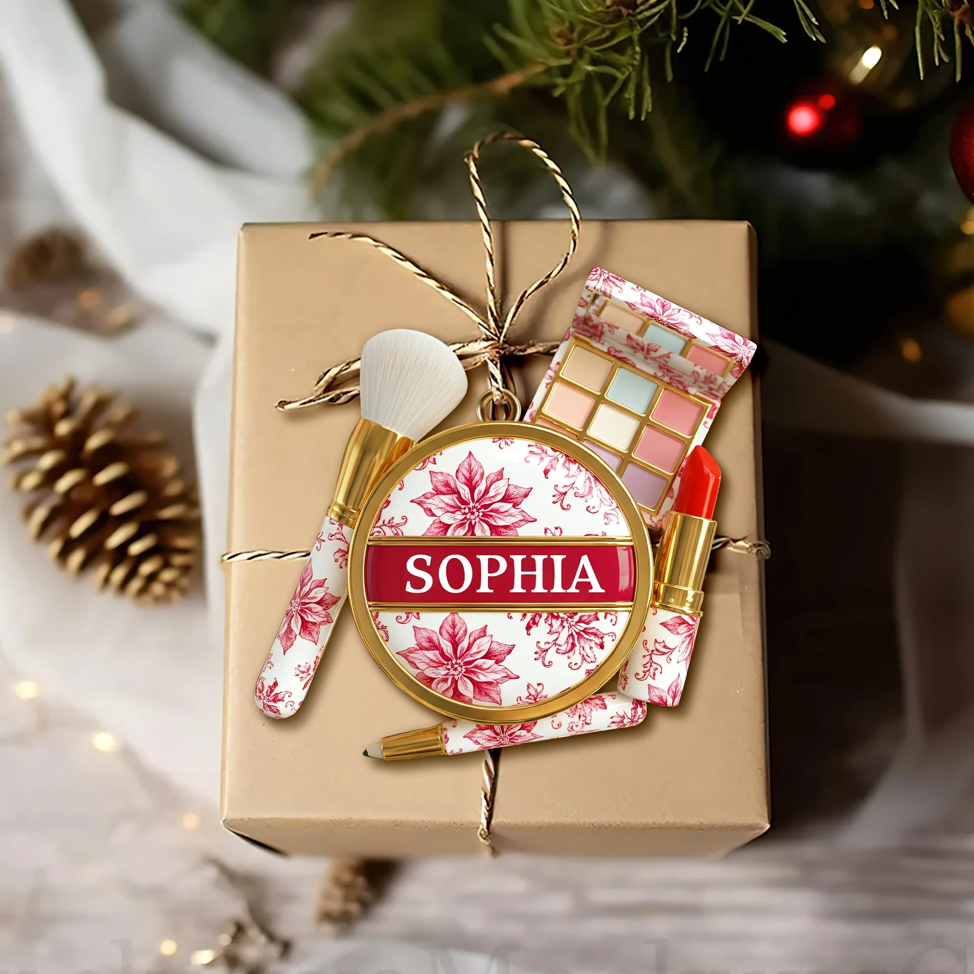 Makeup Kit - Toile De Jouy - Personalized Acrylic Ornament - Christmas Gift For Makeup Lovers HH01 - Image 4