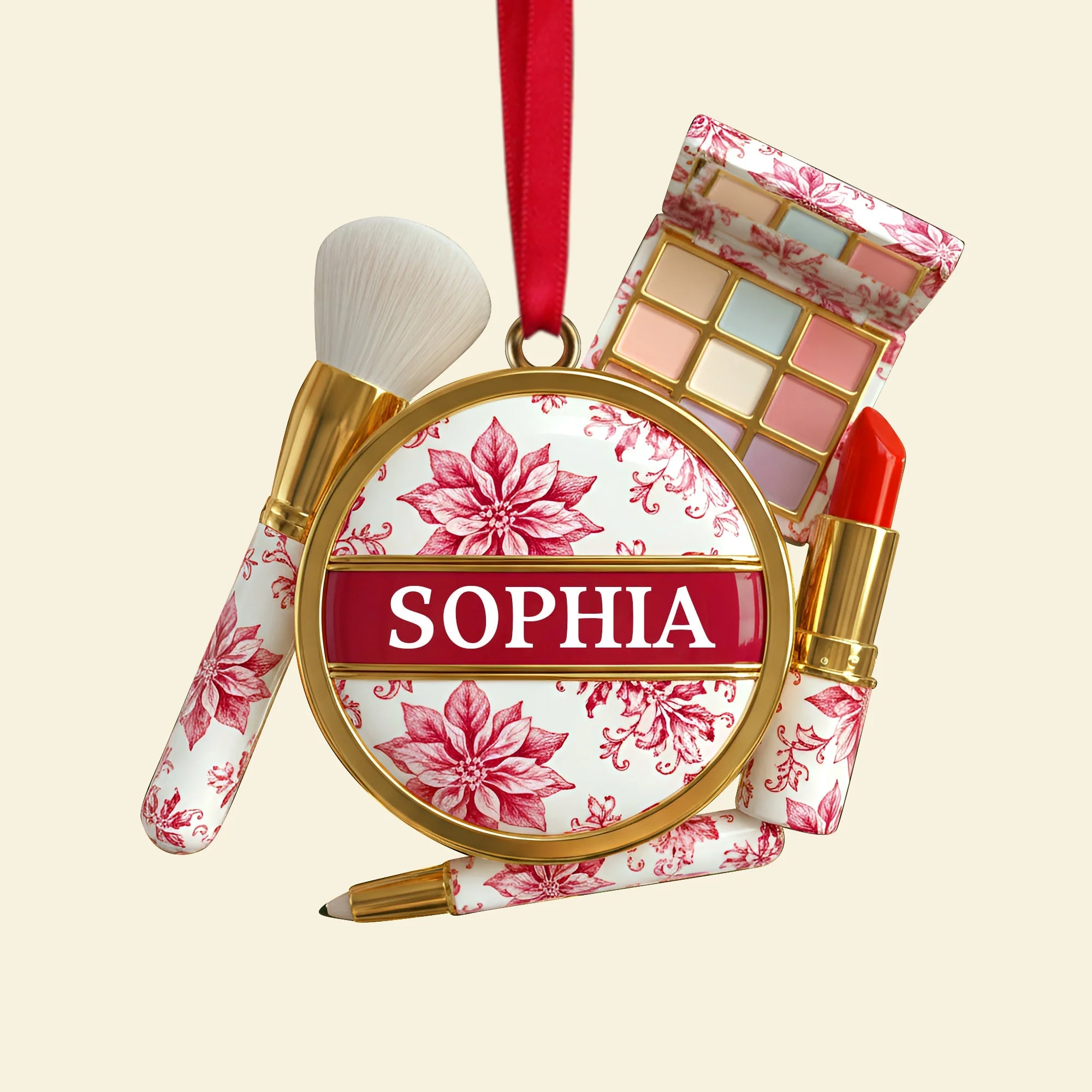 Makeup Kit - Toile De Jouy - Personalized Acrylic Ornament - Christmas Gift For Makeup Lovers HH01 - Image 5