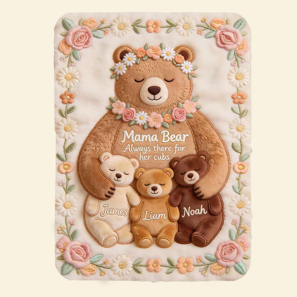 Mama Bear Always There For Her Cubs - Personalized Blanket - Gifts For Mom VD01 - Image 3