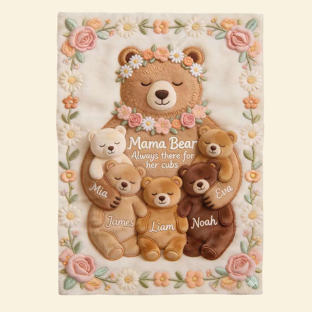 Mama Bear Always There For Her Cubs - Personalized Blanket - Gifts For Mom VD01 - Image 4