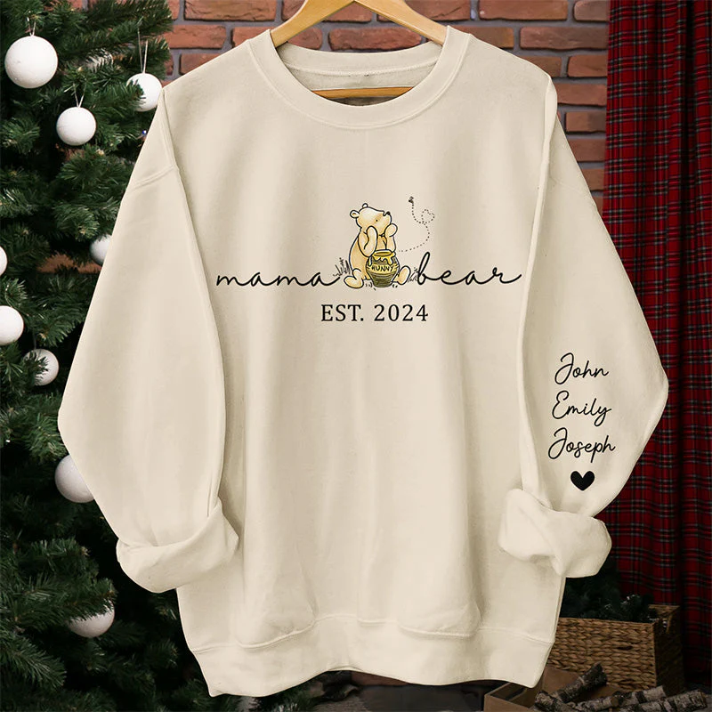 Mama Bear, My Mom Is A Walking Miracle - Personalized Sweatshirt With Design On Sleeve -  Meaningful Gifts For Mom | Custom Sleeve NH96 - Image 3