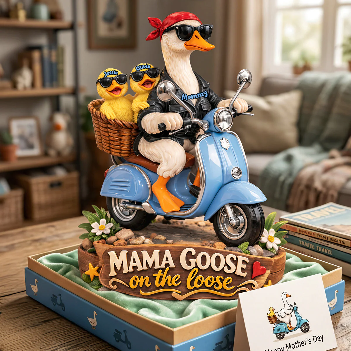Mama Goose On The Loose - Personalized Shaped Plaque - Gift For Mom VD01