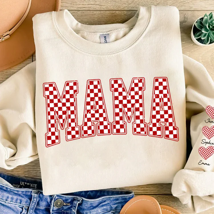 Mama Heart And Kids - Personalized Sweatshirt With Design On Sleeve - Meaningful Gifts For Grandma, Mom, Wife | Custom Sleeve NH96 - Image 11
