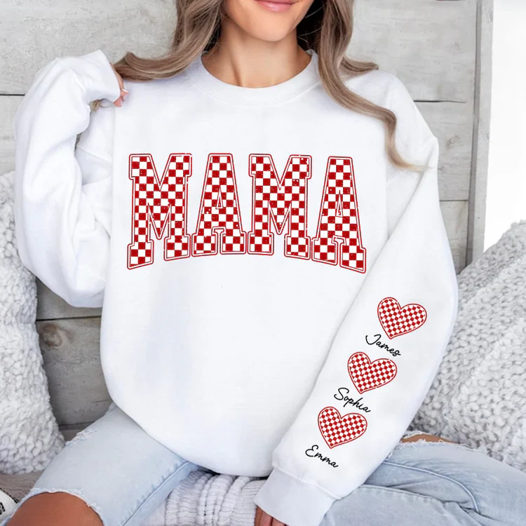 Mama Heart And Kids - Personalized Sweatshirt With Design On Sleeve - Meaningful Gifts For Grandma, Mom, Wife | Custom Sleeve NH96 - Image 23