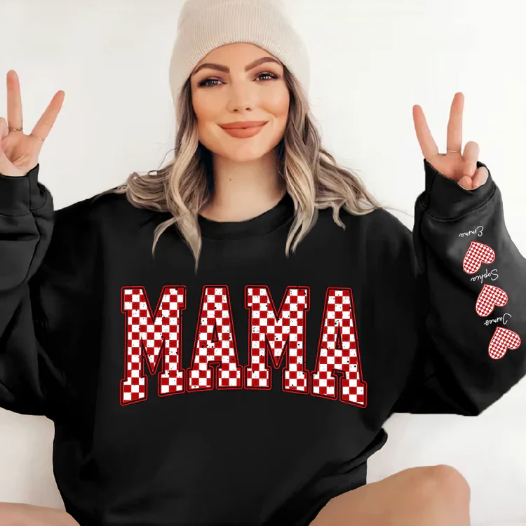 Mama Heart And Kids - Personalized Sweatshirt With Design On Sleeve - Meaningful Gifts For Grandma, Mom, Wife | Custom Sleeve NH96 - Image 25