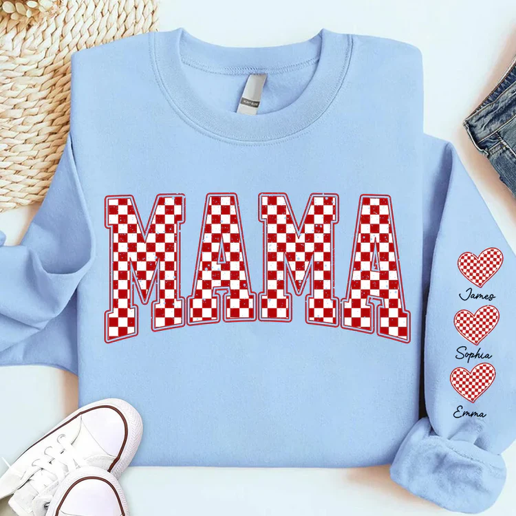 Mama Heart And Kids - Personalized Sweatshirt With Design On Sleeve - Meaningful Gifts For Grandma, Mom, Wife | Custom Sleeve NH96 - Image 6