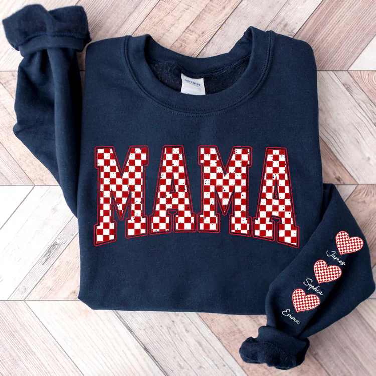 Mama Heart And Kids - Personalized Sweatshirt With Design On Sleeve - Meaningful Gifts For Grandma, Mom, Wife | Custom Sleeve NH96 - Image 9