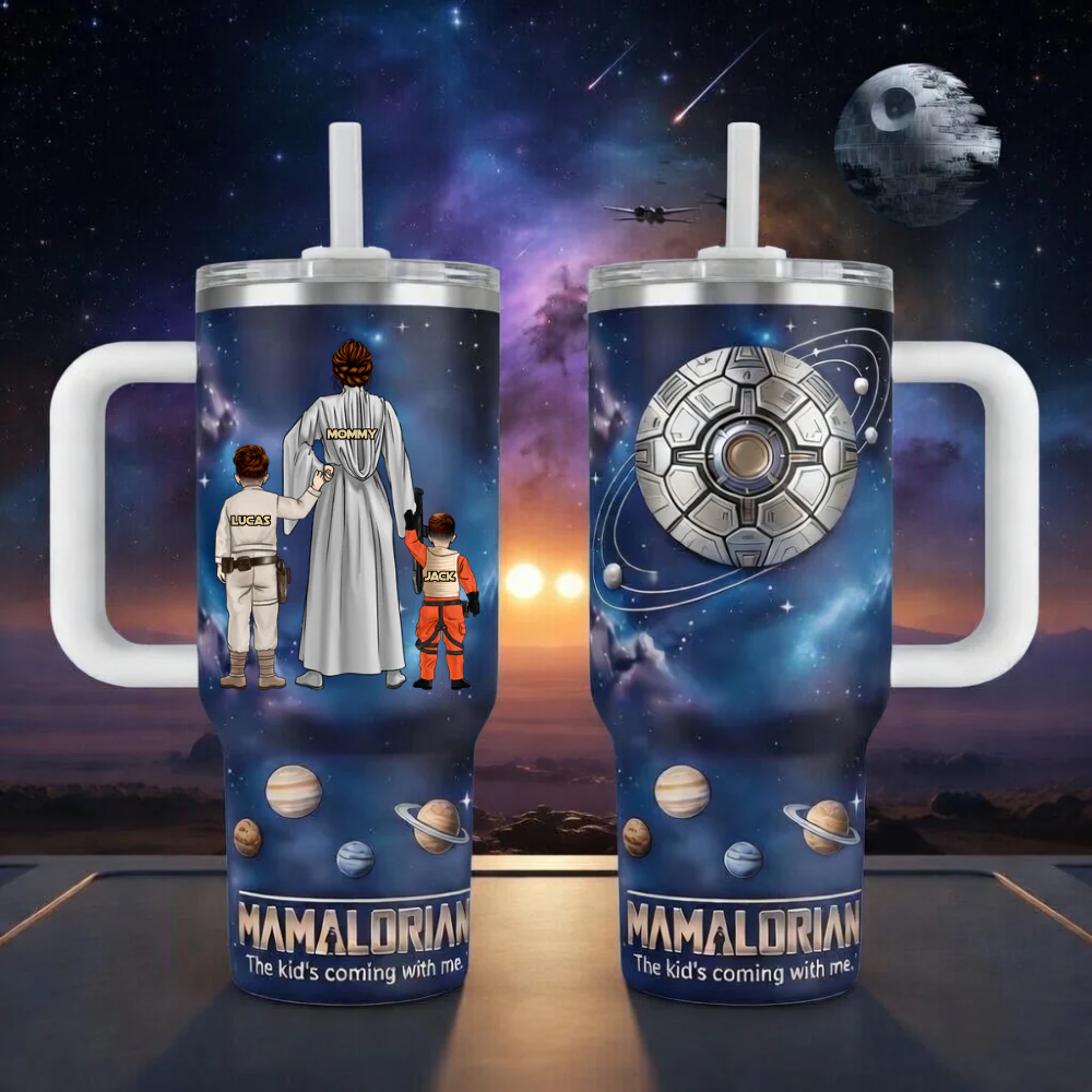 Mamalorian The Kid's Coming With Me - Personalized Tumbler - Gift For Mom
