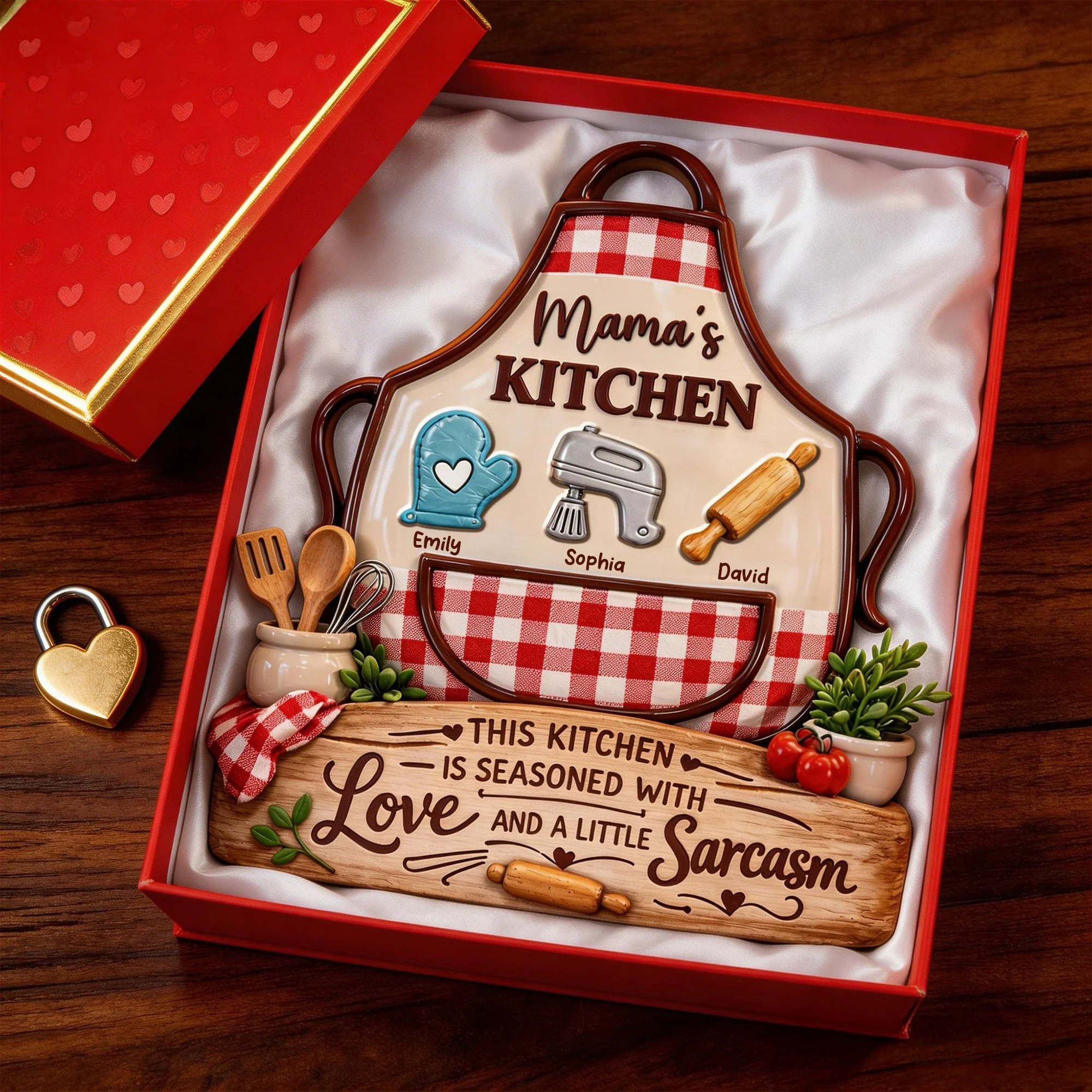 Mama's Kitchen Apron - Personalized Acrylic Plaque - Gifts For Mom VD01 - Image 3
