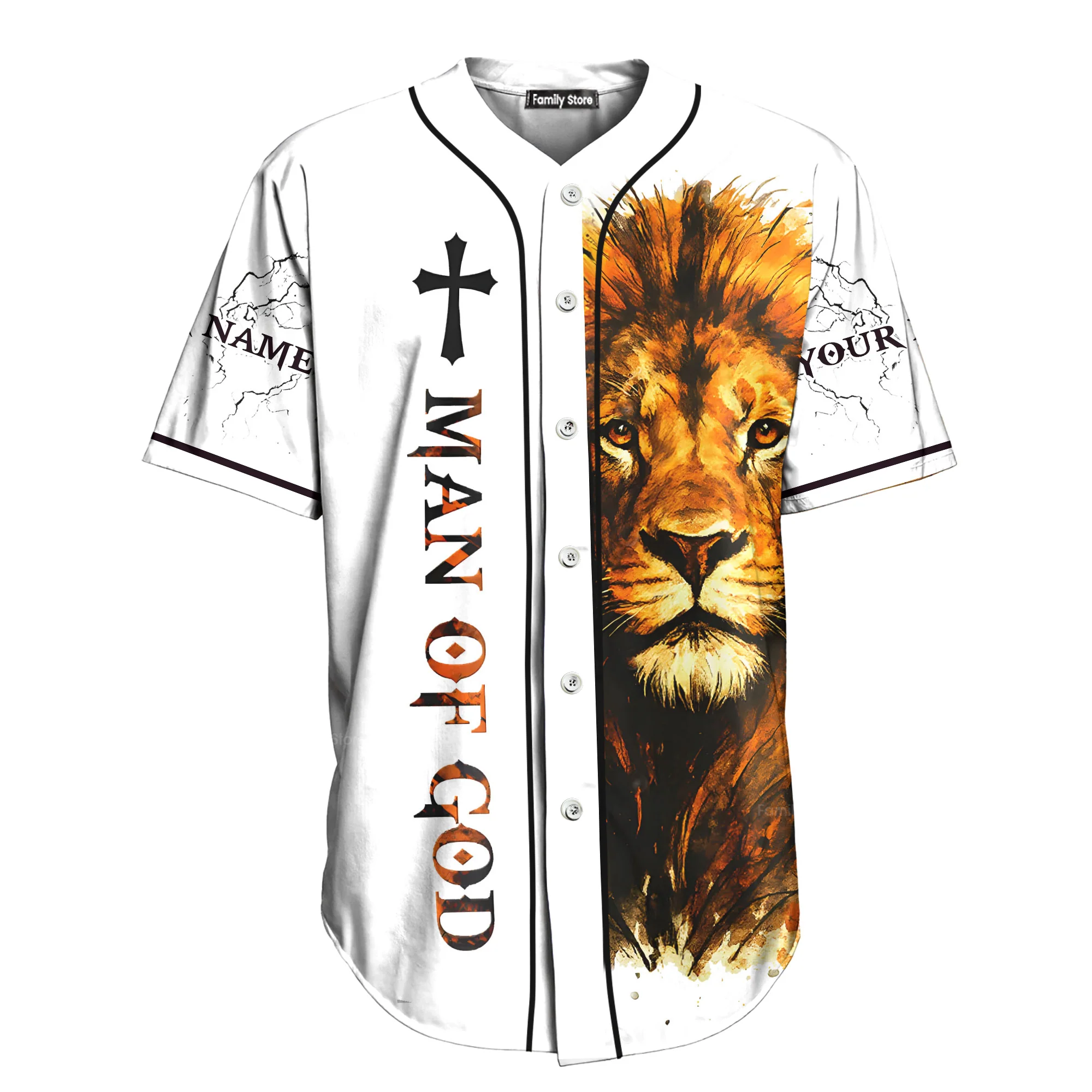 Man of Faith Lion Custom Name Baseball Jersey - Christant Gift For Him - Image 6