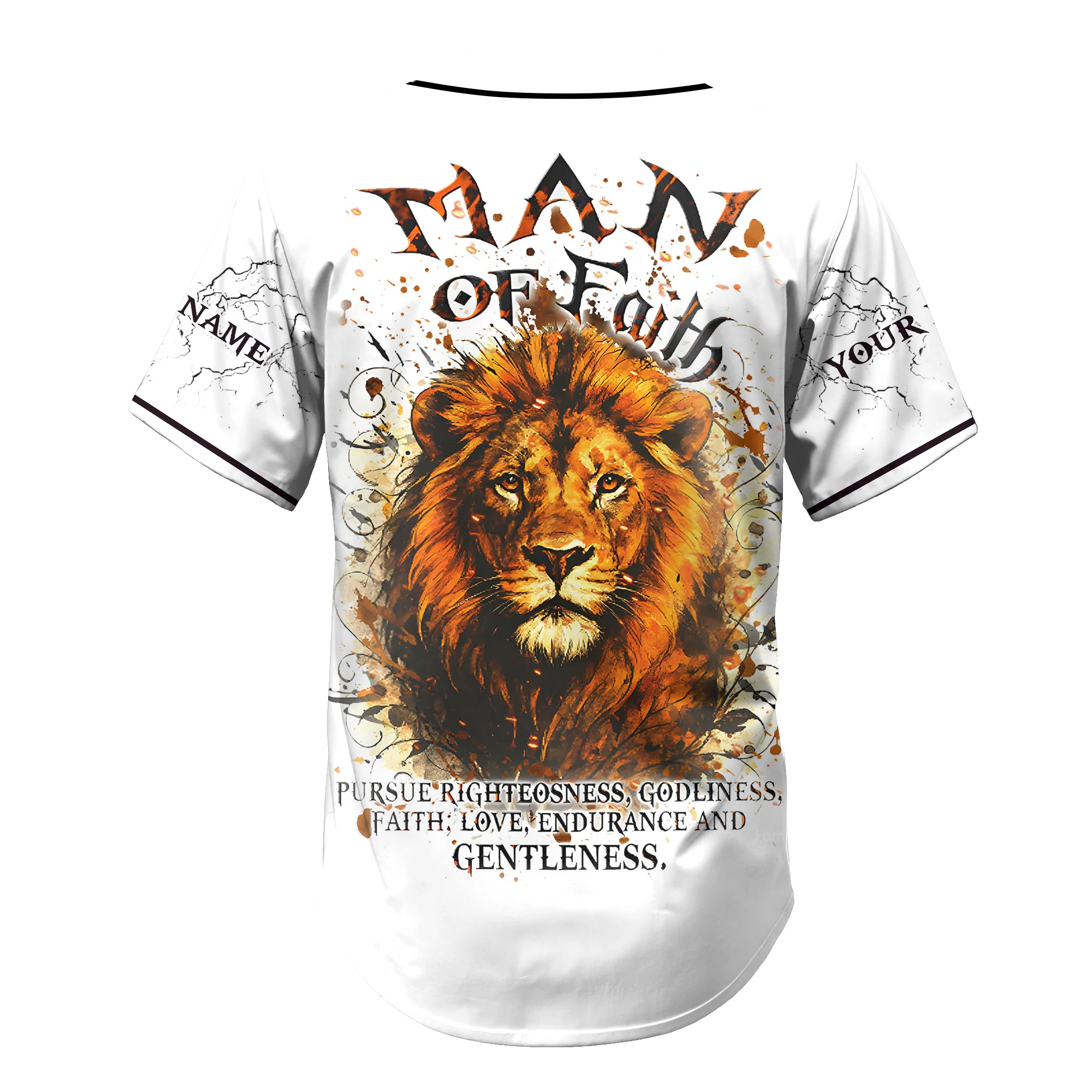 Man of Faith Lion Custom Name Baseball Jersey - Christant Gift For Him - Image 7